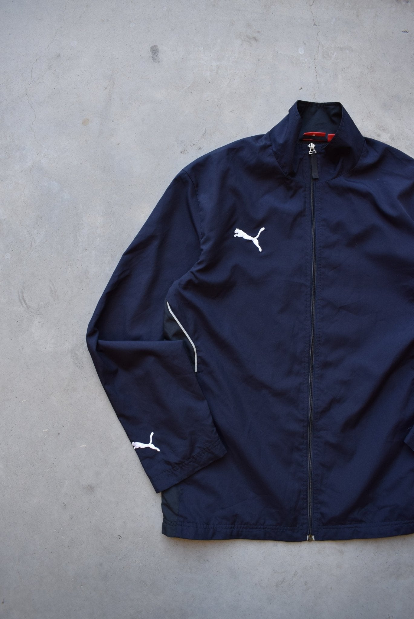 Puma Navy Embroidered Logo Jacket — 2000s (S) - Retrospective Store