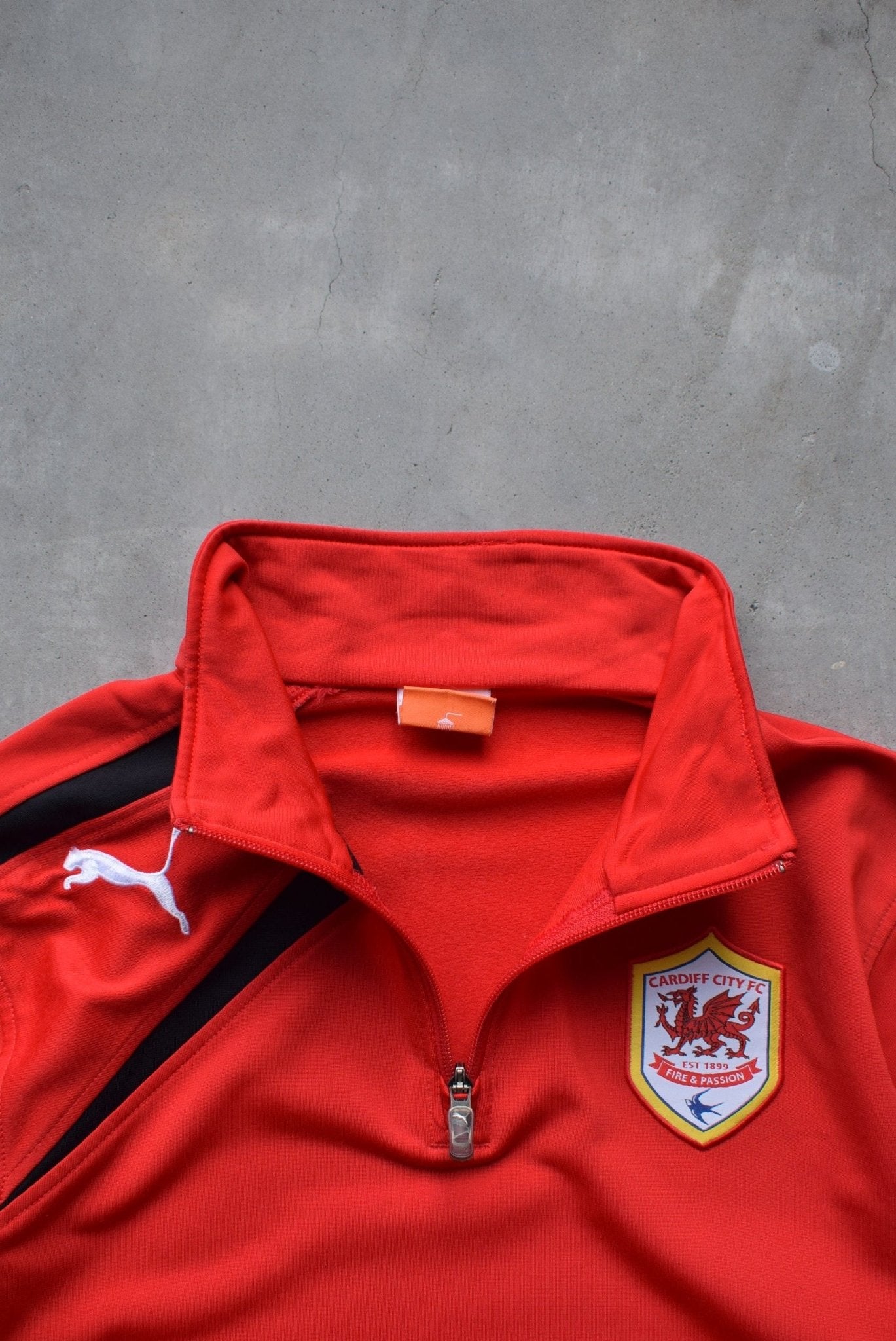 Puma x Cardiff City FC Red Embroidered Quarter Zip — 2000s (S) - Retrospective Store