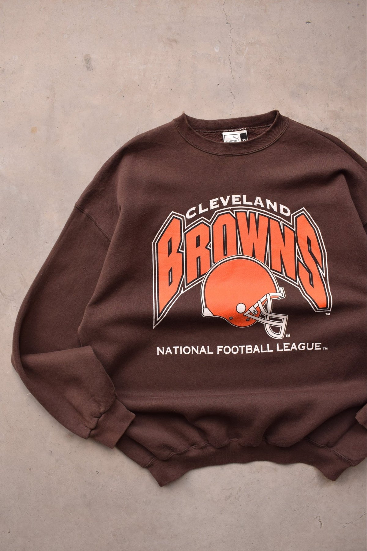 Puma x NFL Cleveland Browns Brown Graphic Crewneck — 1990s (XXL) - Retrospective Store