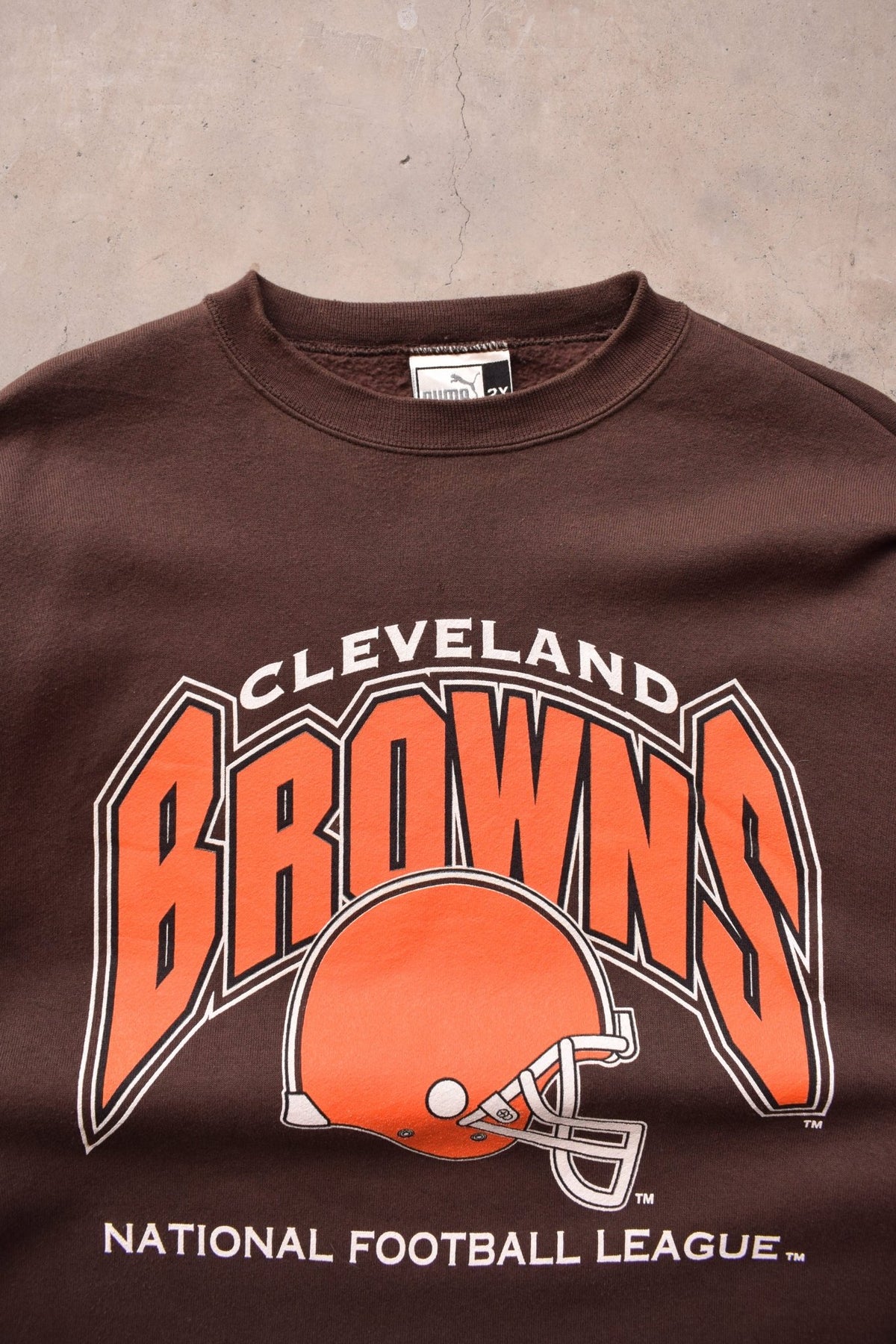 Puma x NFL Cleveland Browns Brown Graphic Crewneck — 1990s (XXL) - Retrospective Store