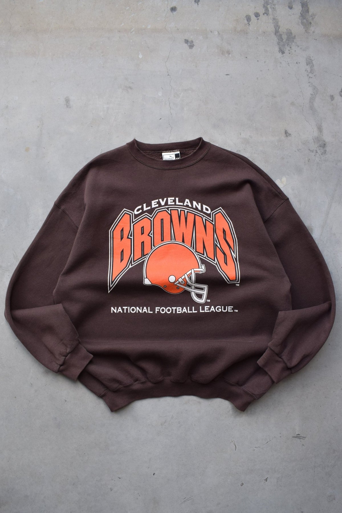 Puma x NFL Cleveland Browns Brown Graphic Crewneck — 1990s (XXL) - Retrospective Store