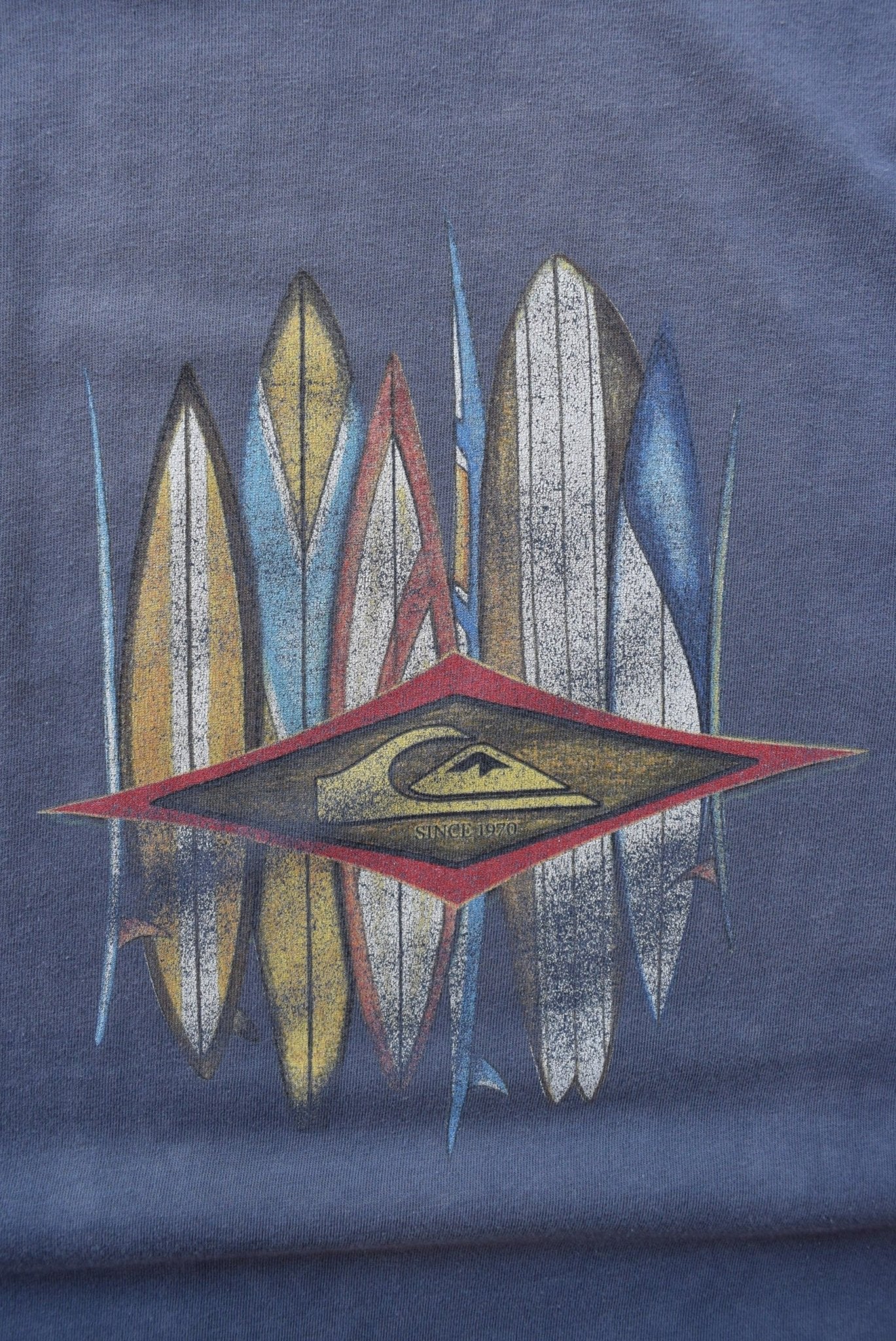 Quiksilver Blue Graphic Tee — 1990s (L/XL) - Retrospective Store