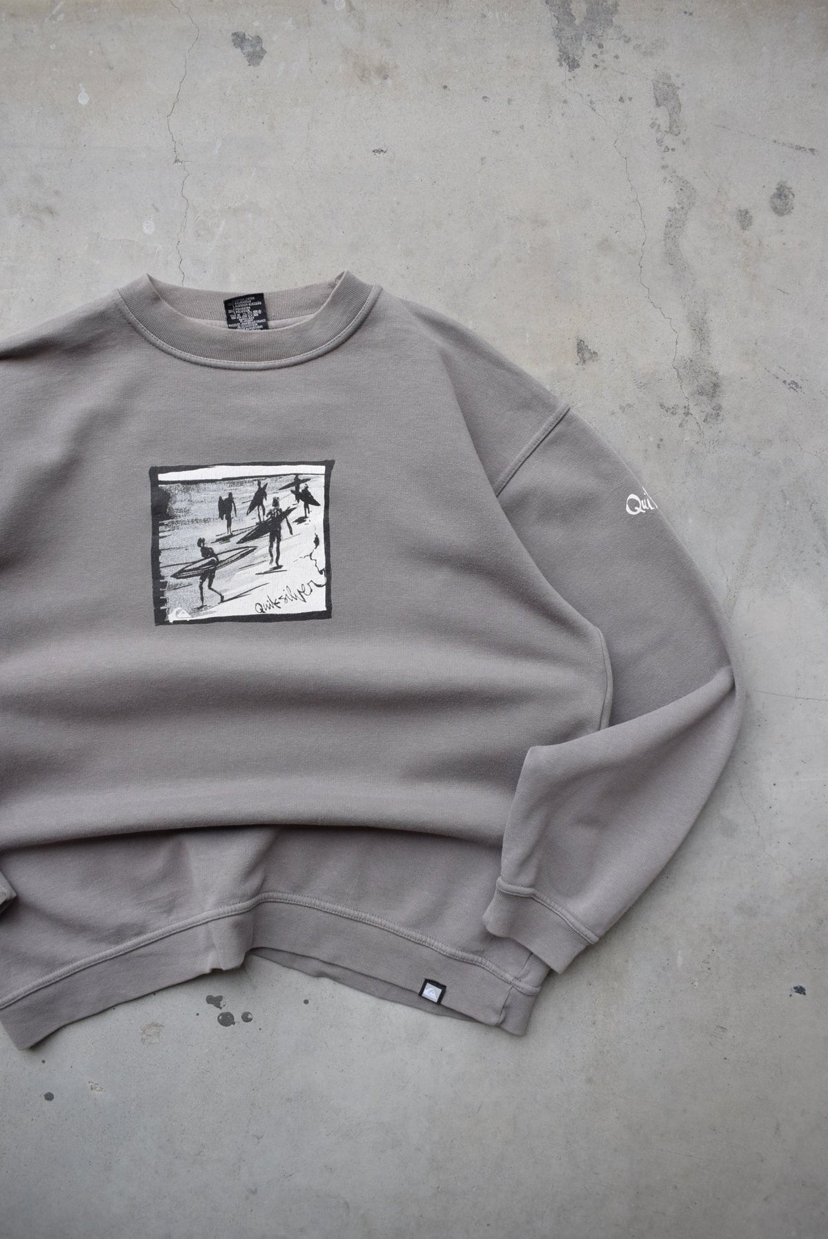 Quiksilver Grey Spellout Crewneck — 1990s (M) - Retrospective Store