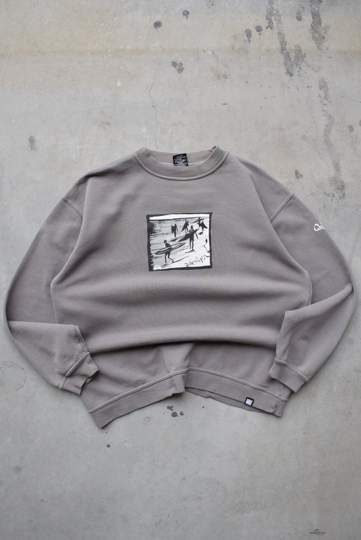 Quiksilver Grey Spellout Crewneck — 1990s (M) - Retrospective Store