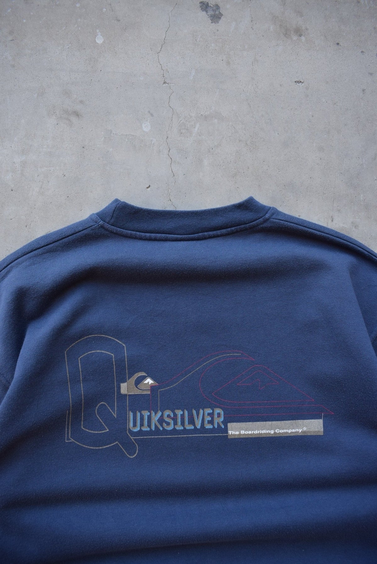 Quiksilver Navy Spellout Crewneck — 1990s (L) - Retrospective Store