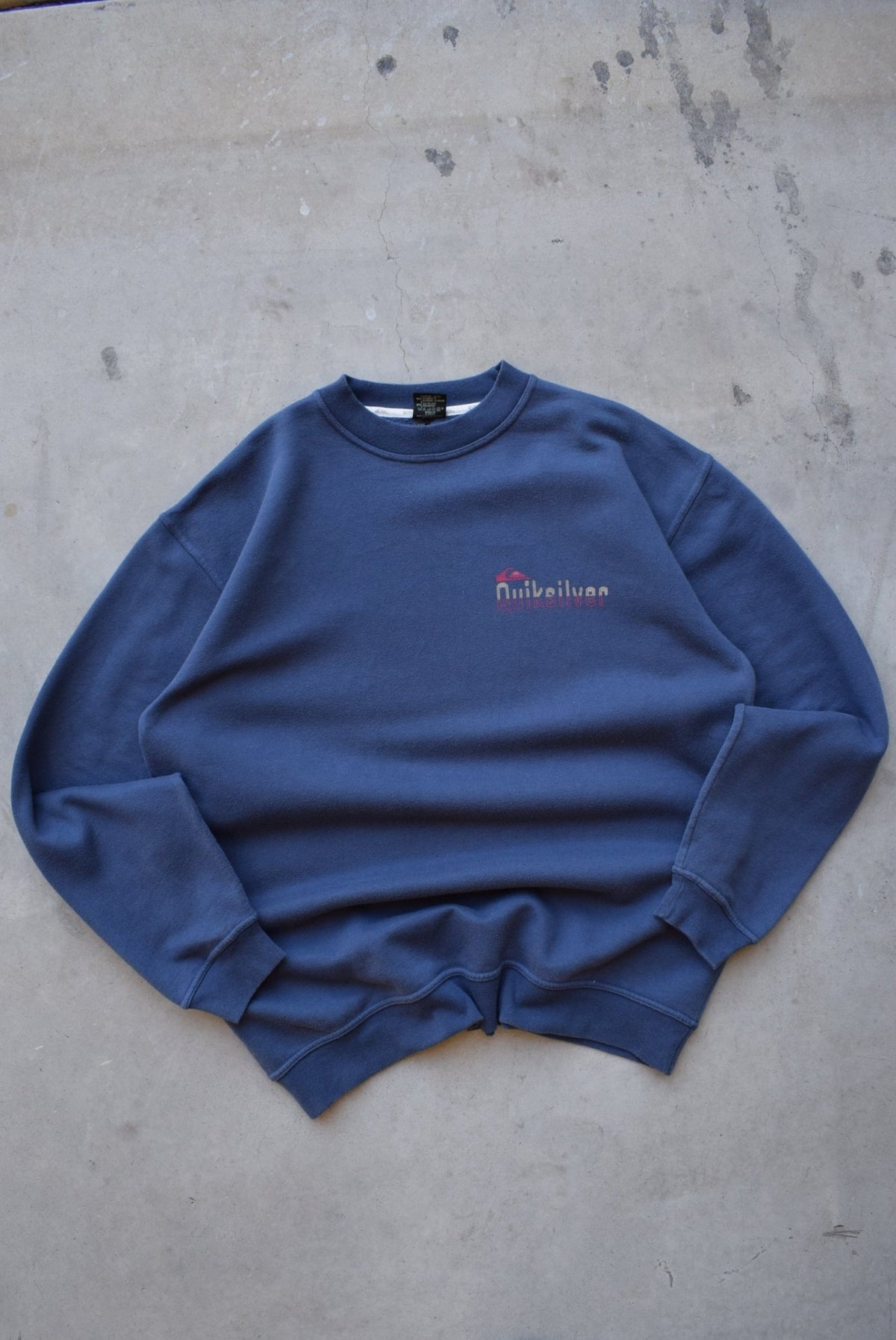 Quiksilver Navy Spellout Crewneck — 1990s (L) - Retrospective Store