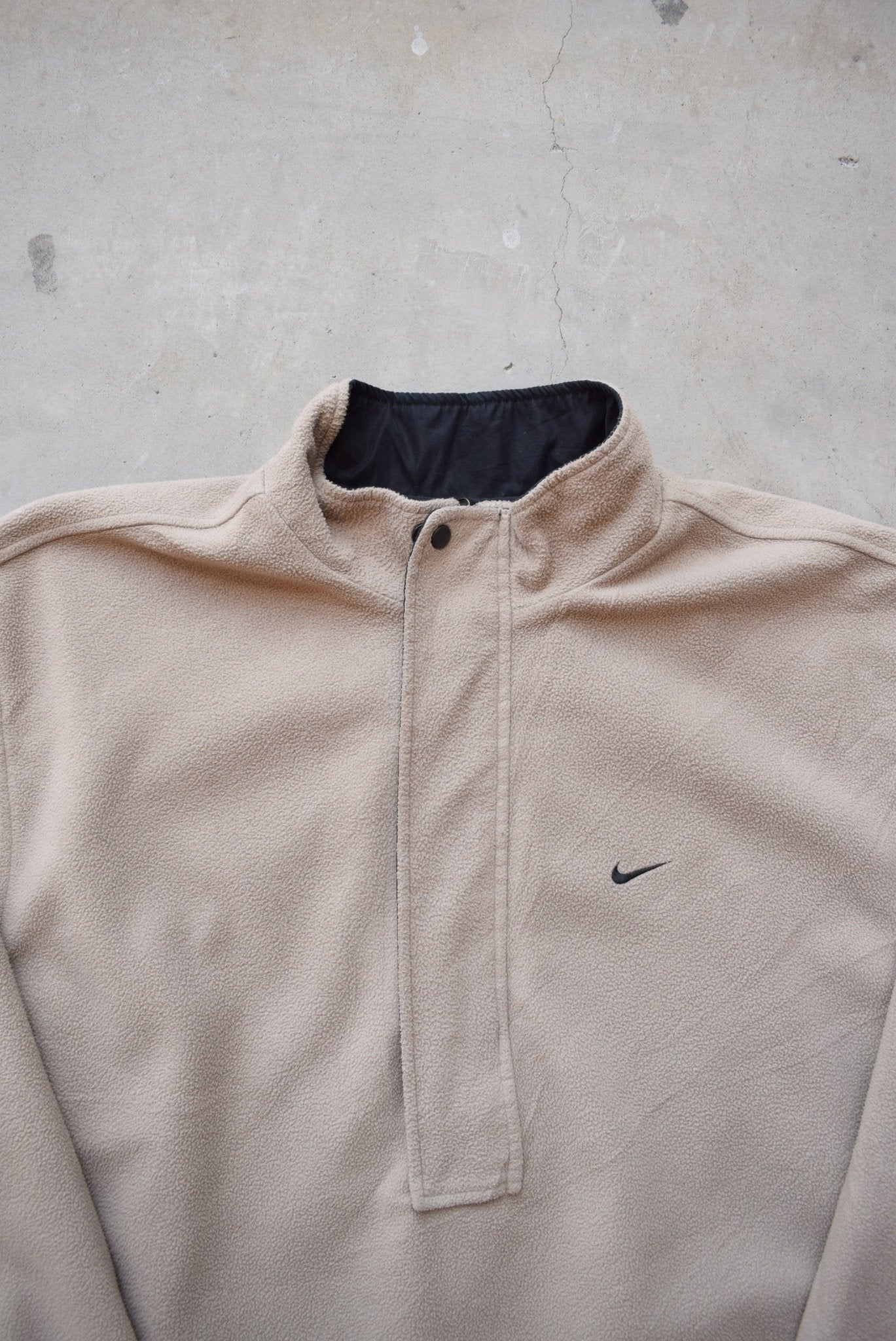 Reversible Nike Golf Black & Tan Embroidered Swoosh Half-Zip Jacket — 2000s (M/L) - Retrospective Store