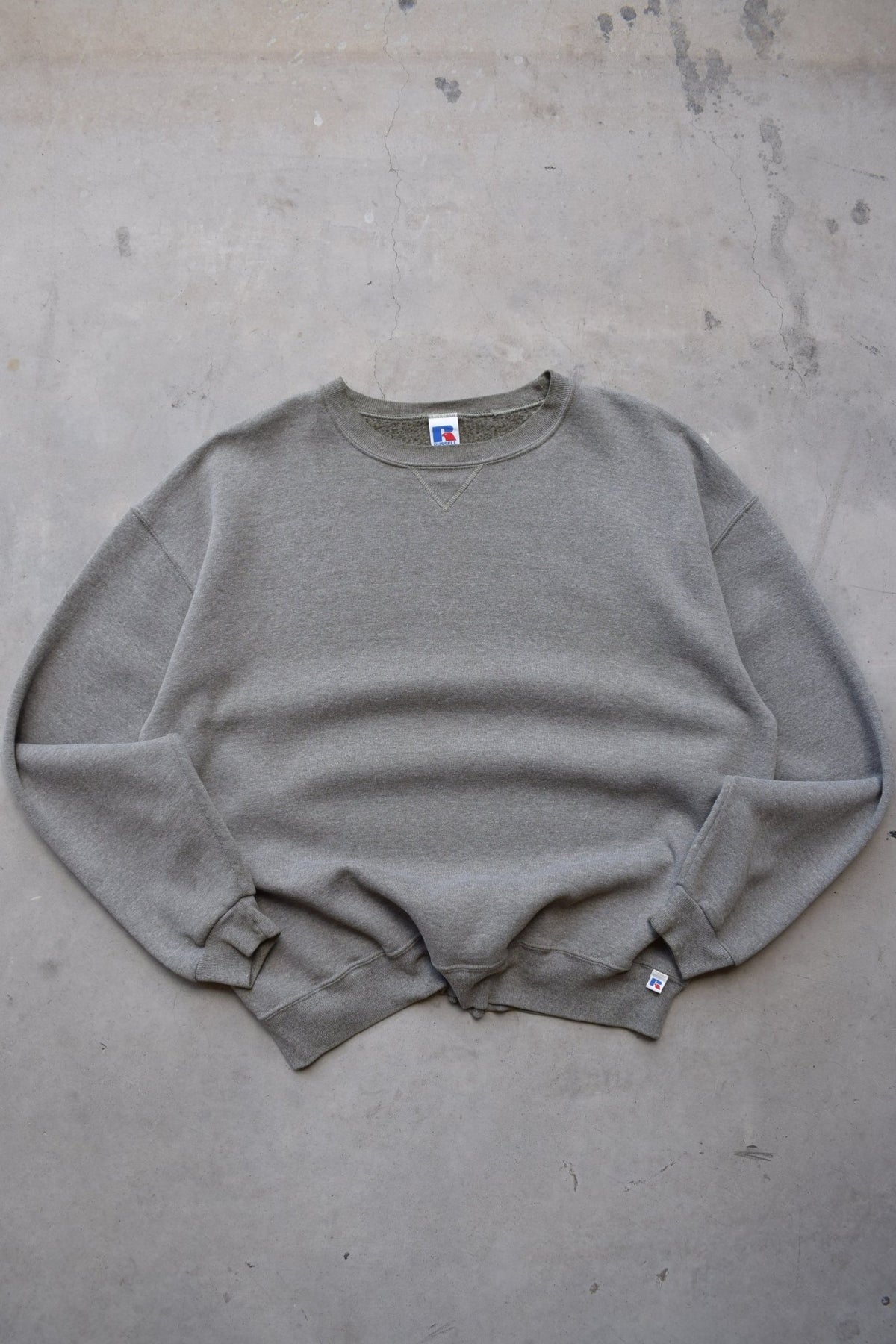 Russell Athletic Faded Green Crewneck — 1990s (XL) - Retrospective Store