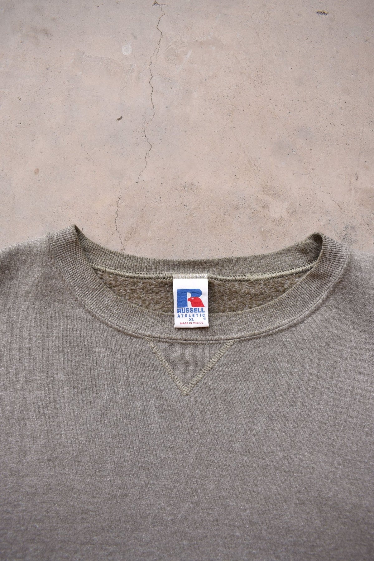 Russell Athletic Faded Green Crewneck — 1990s (XL) - Retrospective Store