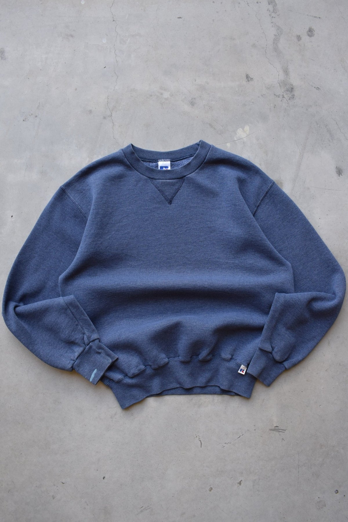 Russell Athletic Faded Navy Crewneck — 1990s (M) - Retrospective Store
