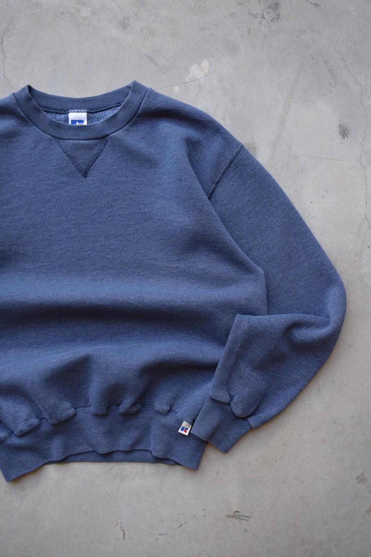 Russell Athletic Faded Navy Crewneck — 1990s (M) - Retrospective Store