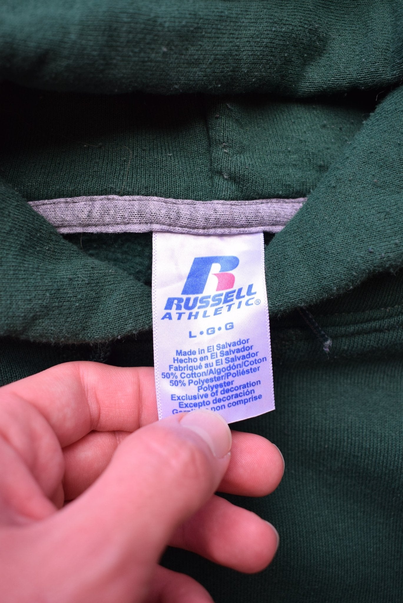 Russell Athletic Forrest-Green Hoodie — 1990s (L) - Retrospective Store
