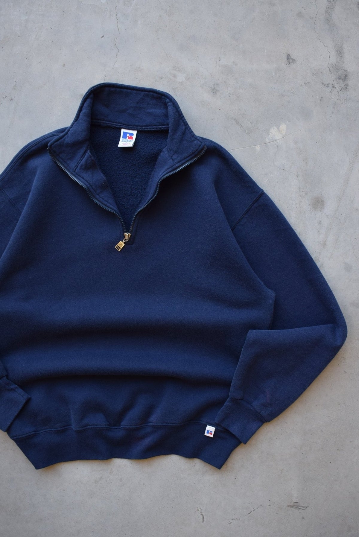 Russell Athletic Navy Quarter Zip — 1990s (L) - Retrospective Store