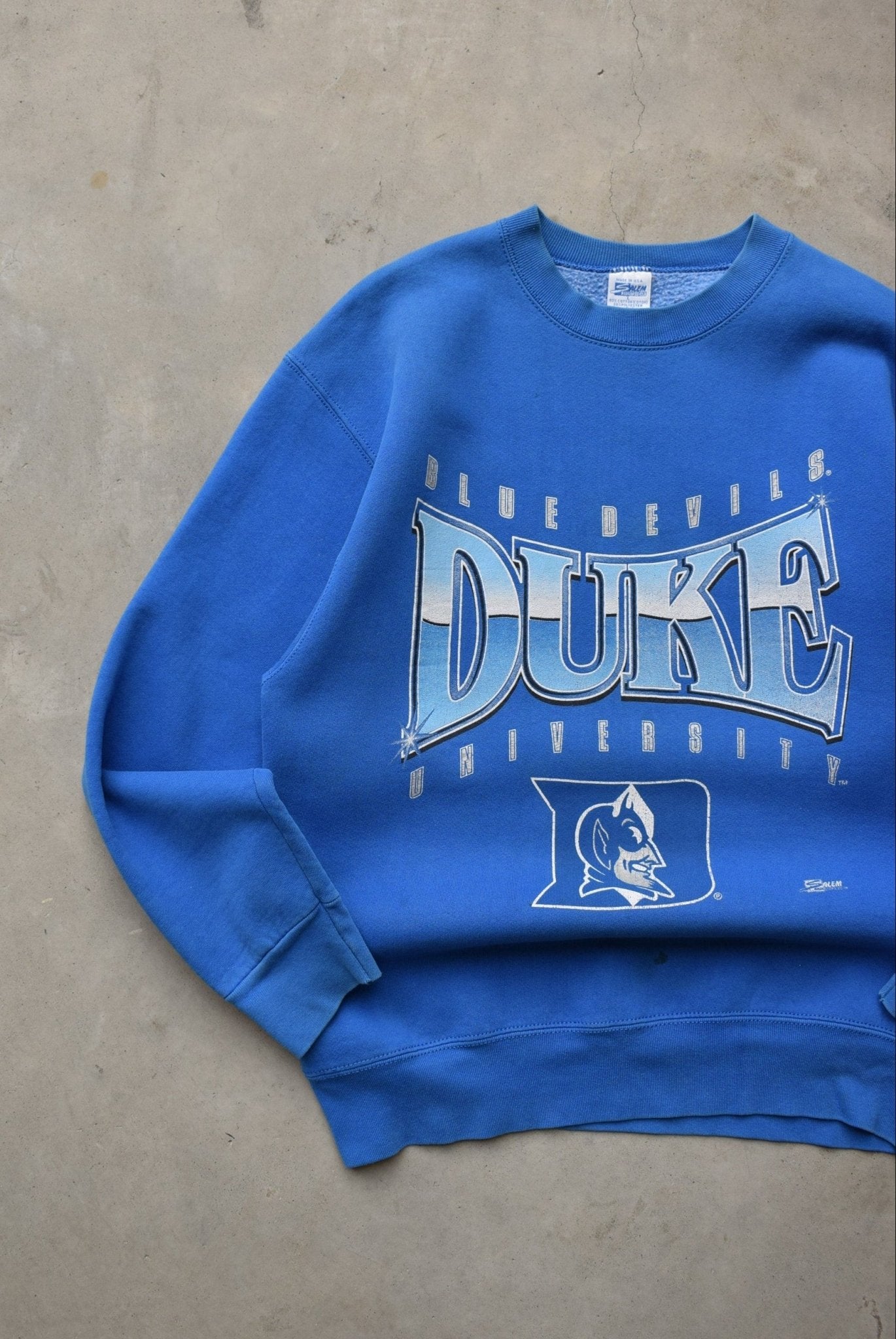 Salem x Duke University Blue Graphic Crewneck — 1990s (M) - Retrospective Store