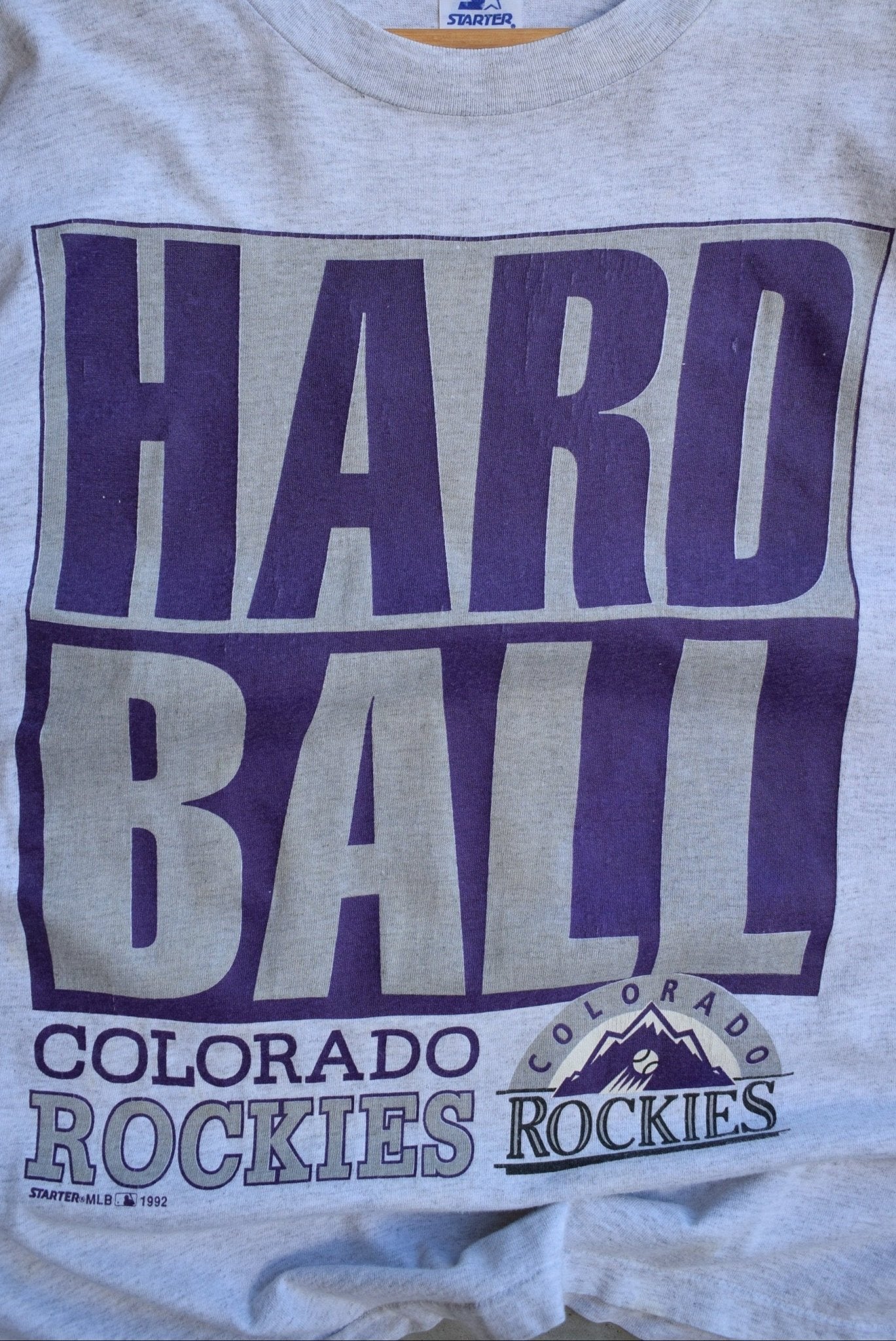 Starter x Colorado Rockies 'Hard Ball' Tee — 1992 (M) - Retrospective Store