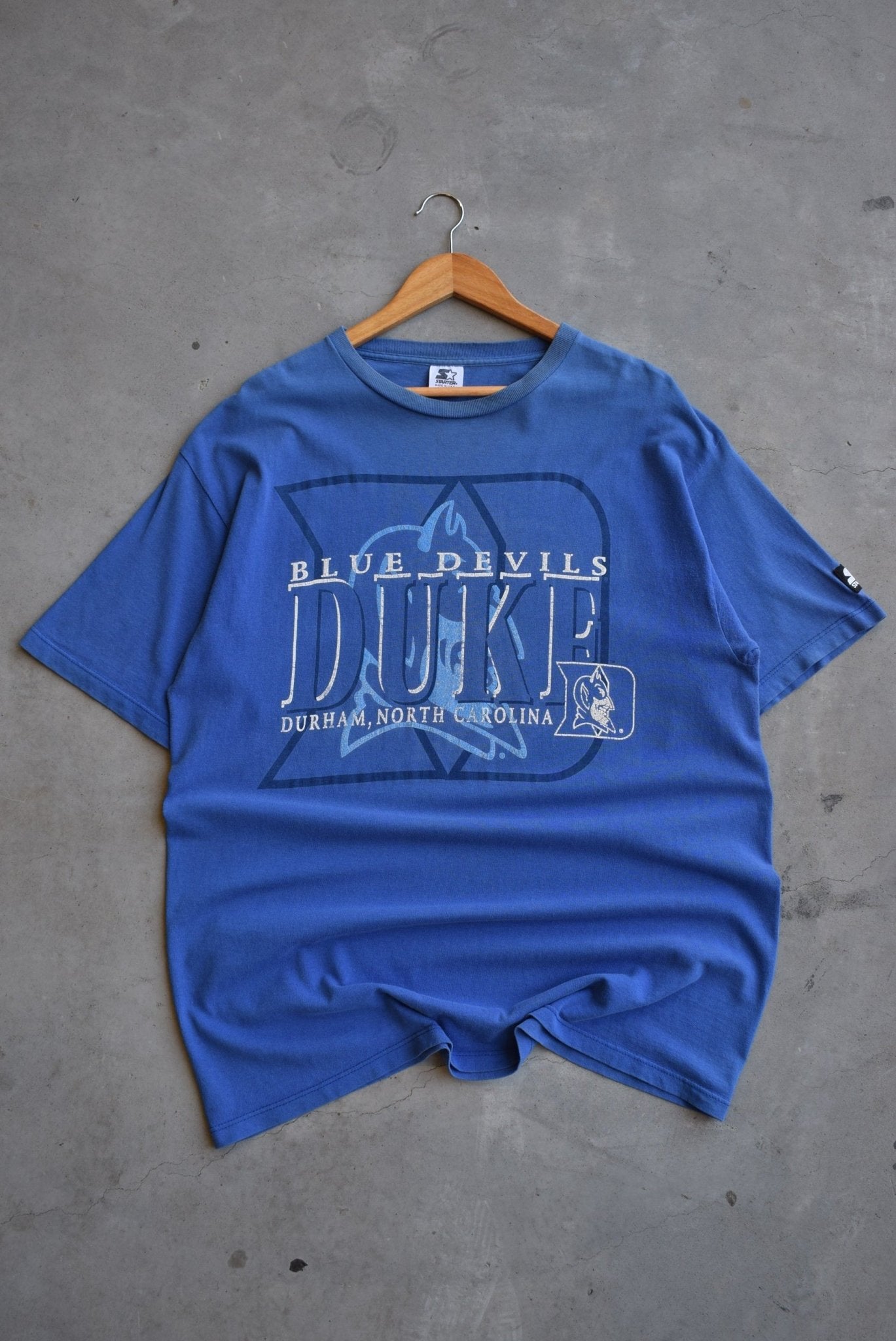 Starter x Duke University Blue Graphic Tee — 1990s (XL) - Retrospective Store