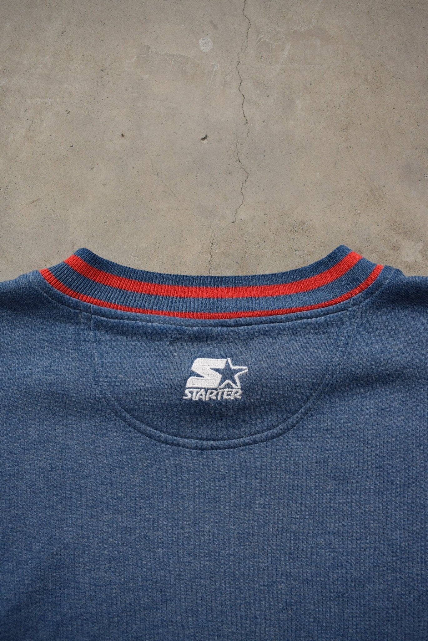 Starter x NBA Houston Rockets Navy Embroidered Crewneck — 1990s (XL) - Retrospective Store