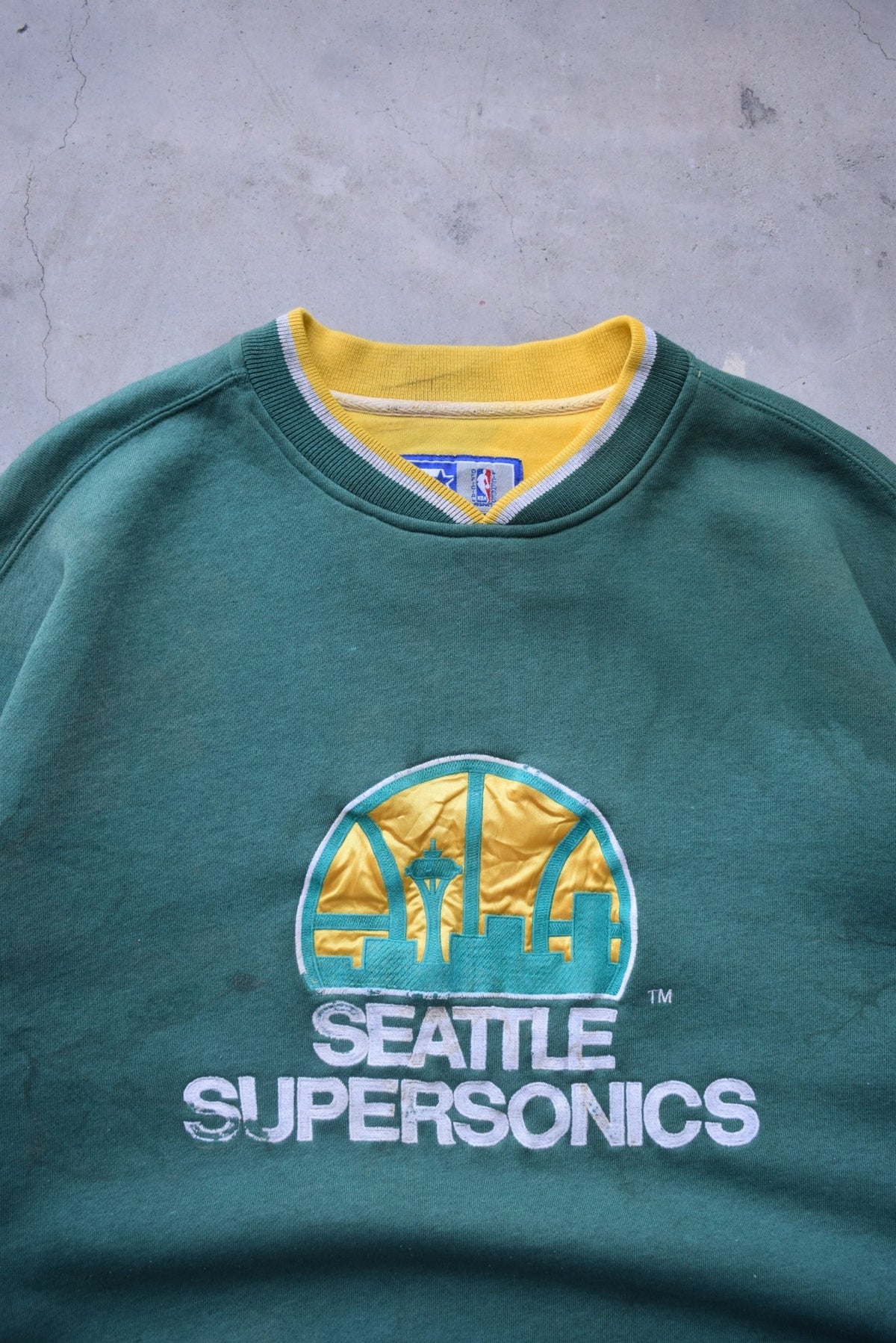 Starter x NBA Seattle Supersonics Green Embroidered Crewneck — 1990s (XL) - Retrospective Store