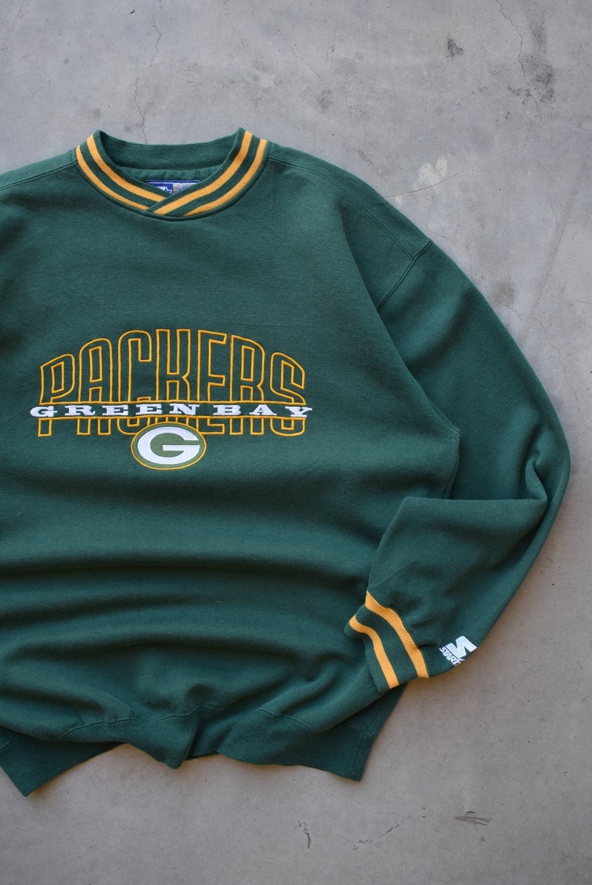 Starter x NFL Green Bay Packers Green Embroidered Crewneck — 2000s (XL) - Retrospective Store