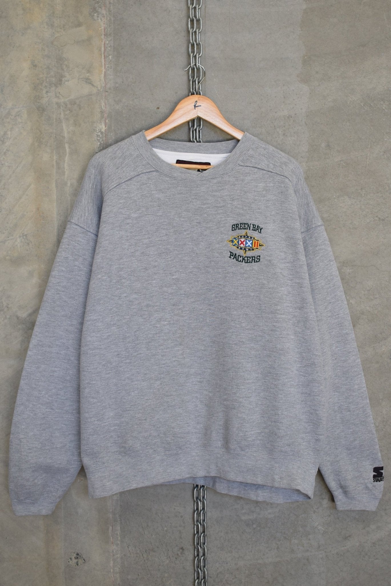 Starter x NFL Green Bay Packers Superbowl XXXII Embroidered Crewneck — 1998 (L) - Retrospective Store