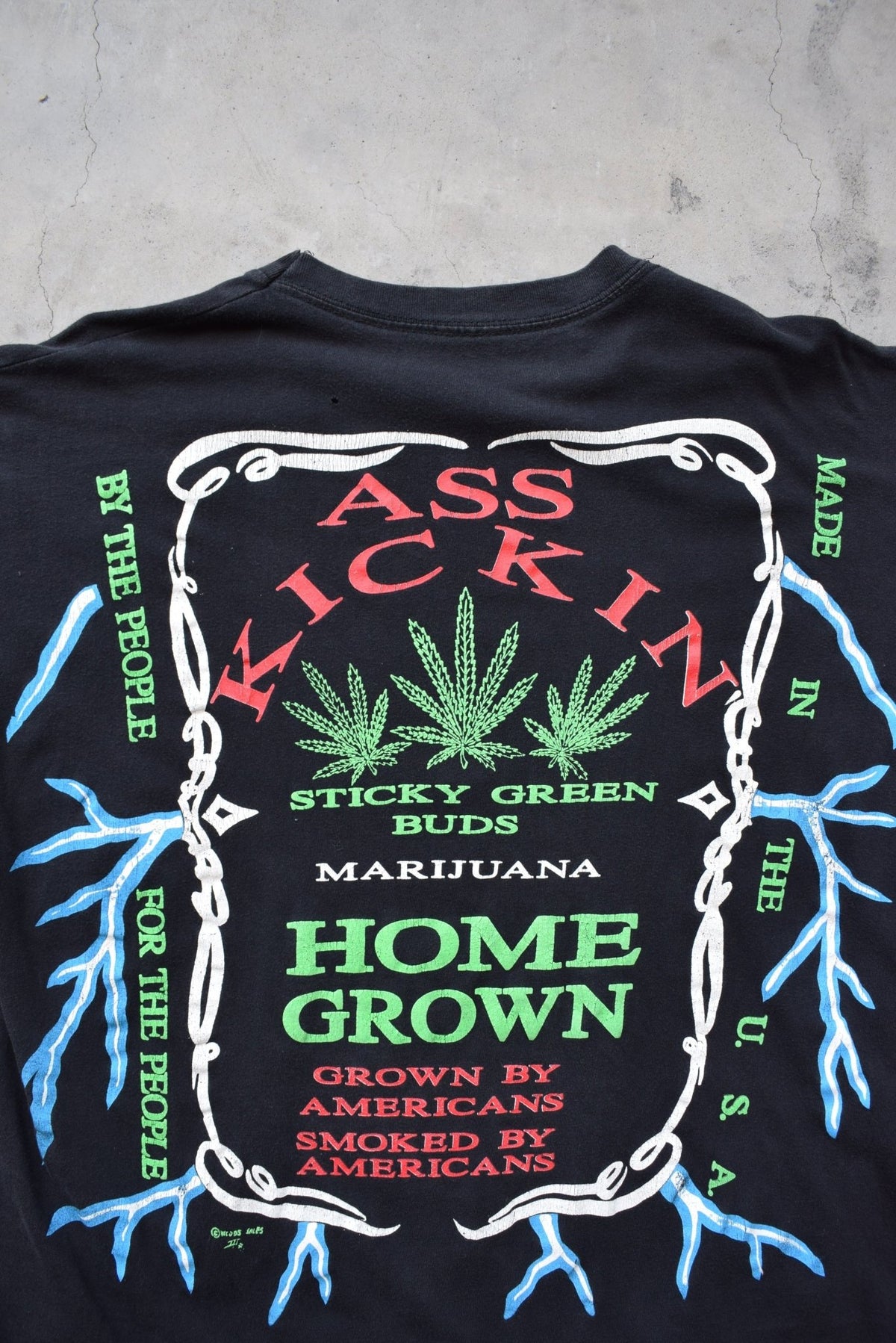 'Sticky Green Buds' Home Grown Marijuana Black Graphic Tee — 2000s (L/XL) - Retrospective Store