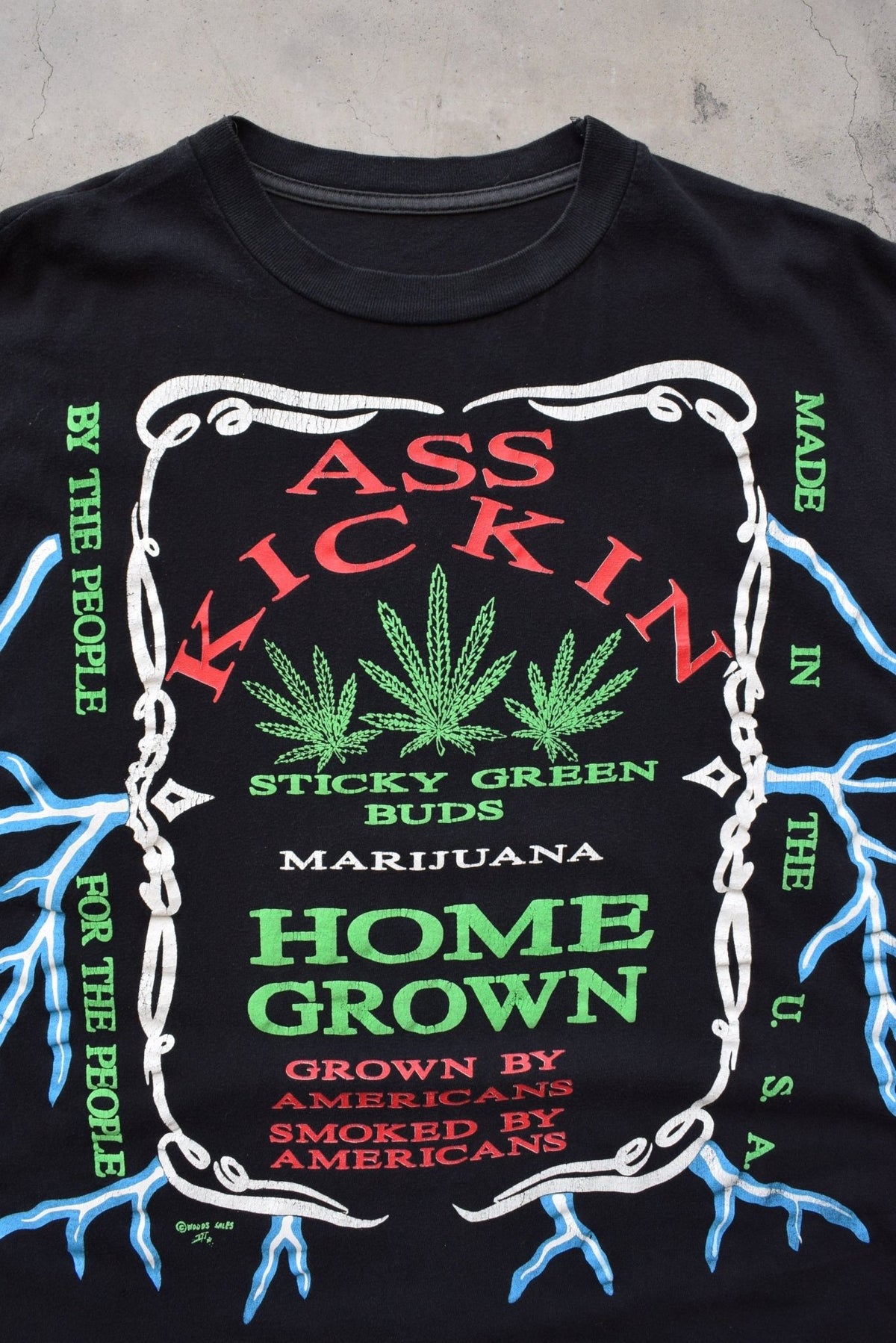 'Sticky Green Buds' Home Grown Marijuana Black Graphic Tee — 2000s (L/XL) - Retrospective Store