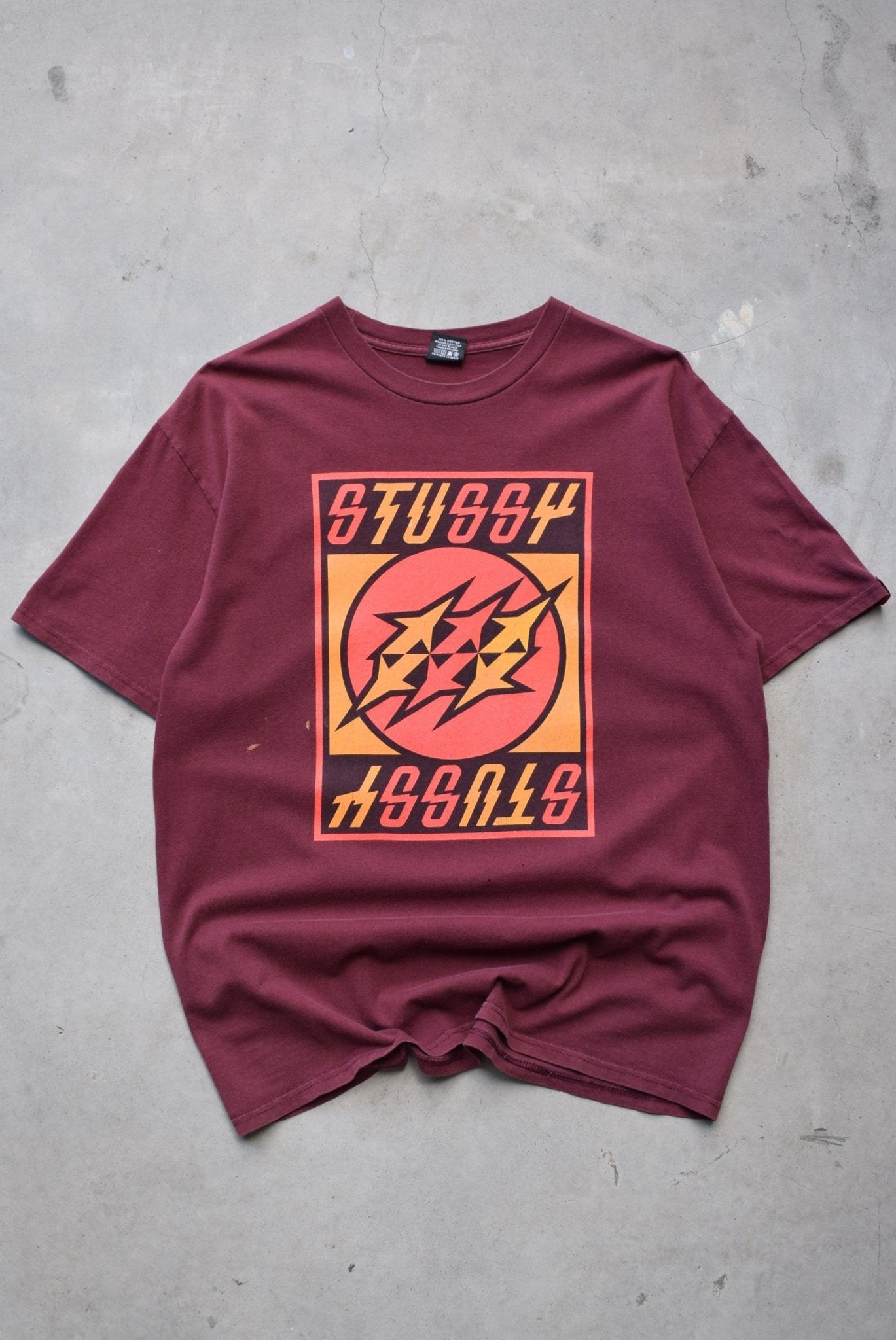 Stussy Burgundy Graphic Tee — 2000s (L) - Retrospective Store