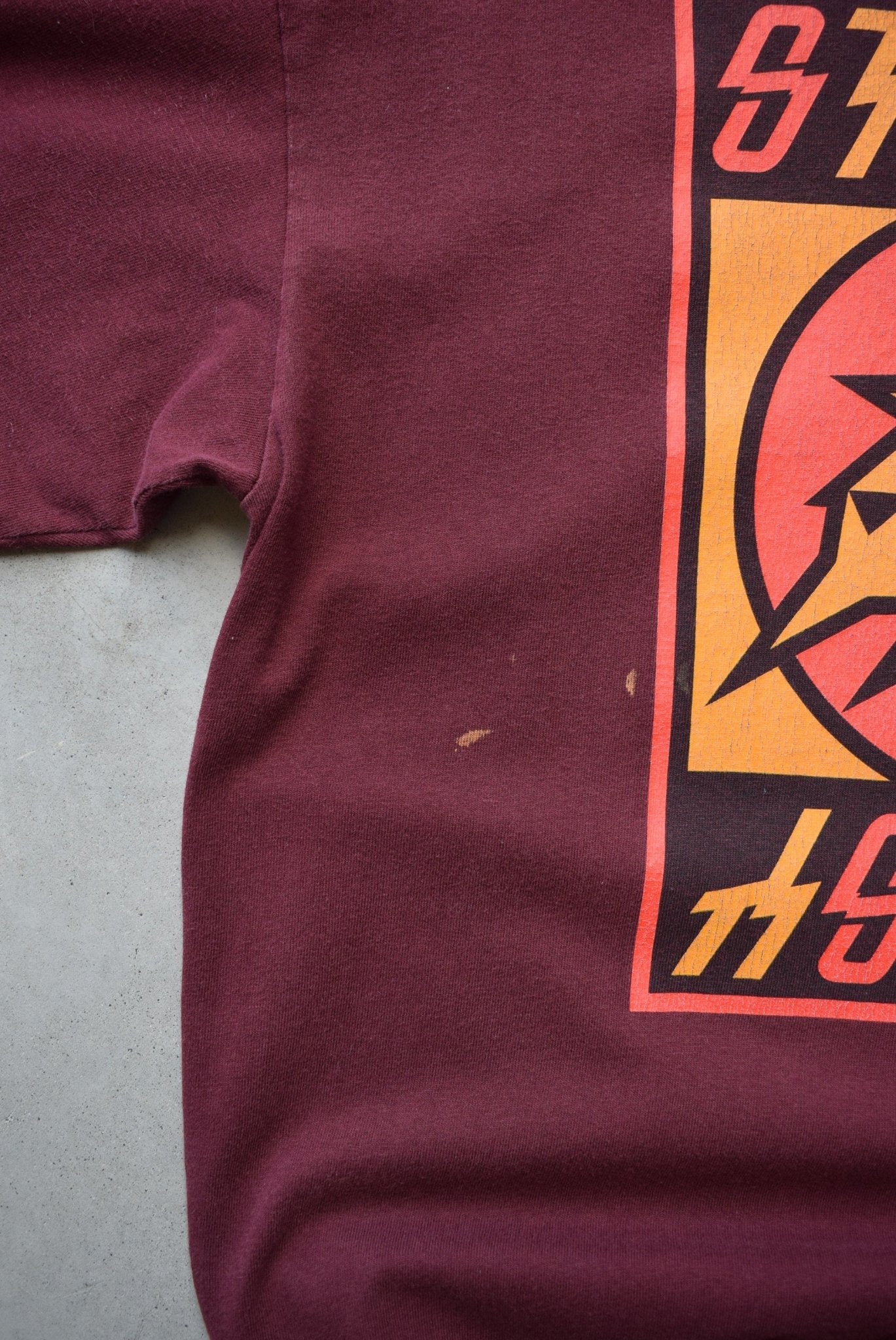 Stussy Burgundy Graphic Tee — 2000s (L) - Retrospective Store