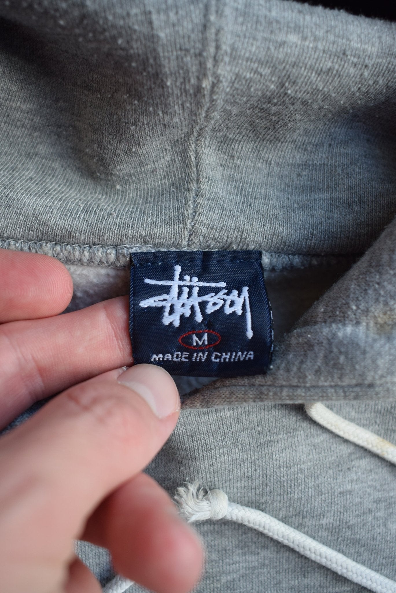 Stussy Grey Spellout Hoodie — 2000s (M/L) - Retrospective Store