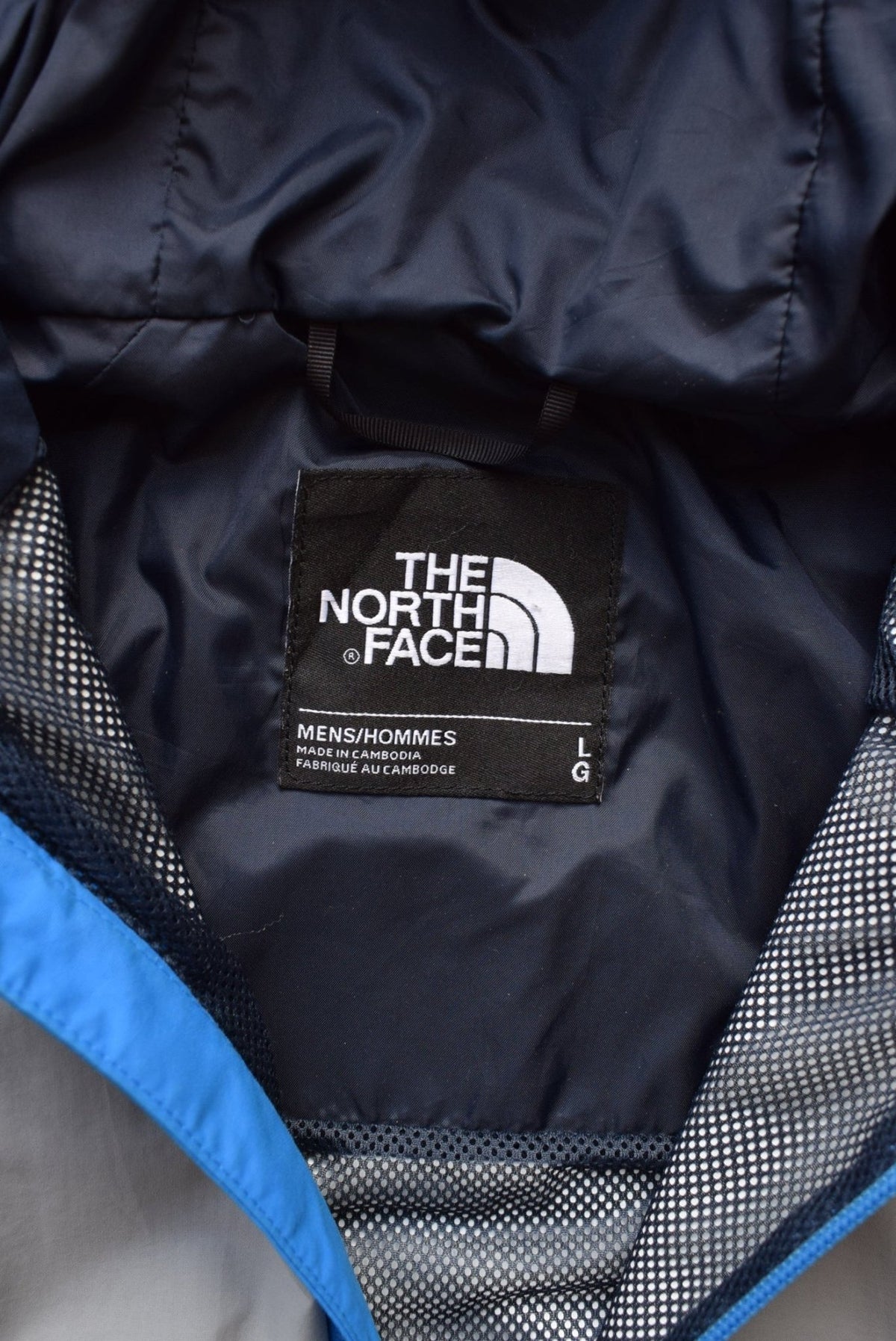 The North Face Blue & Grey Embroidered Spellout Jacket — 2000s (L) - Retrospective Store