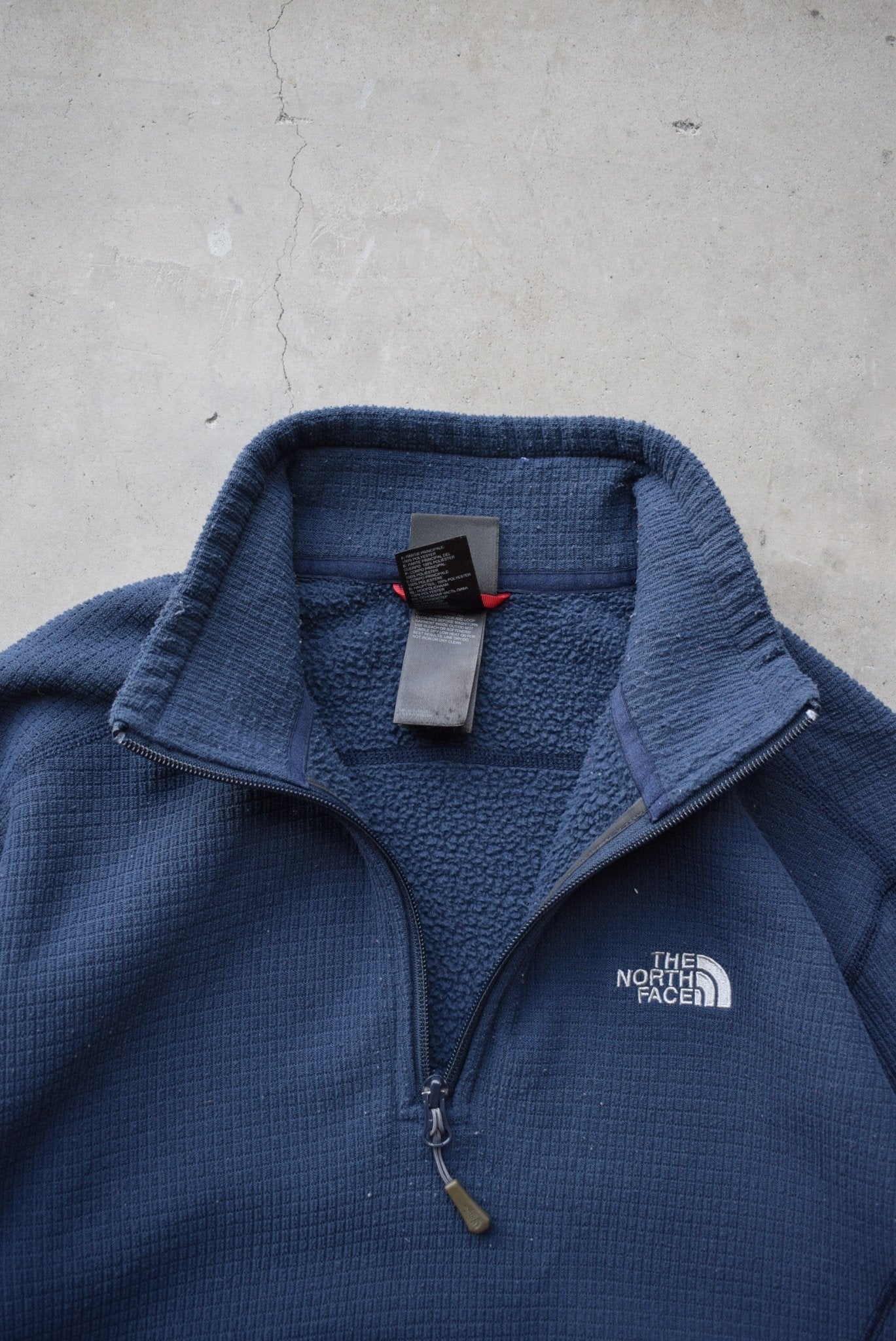 The North Face Navy Embroidered Logo Quarter Zip — 2000s (M) - Retrospective Store