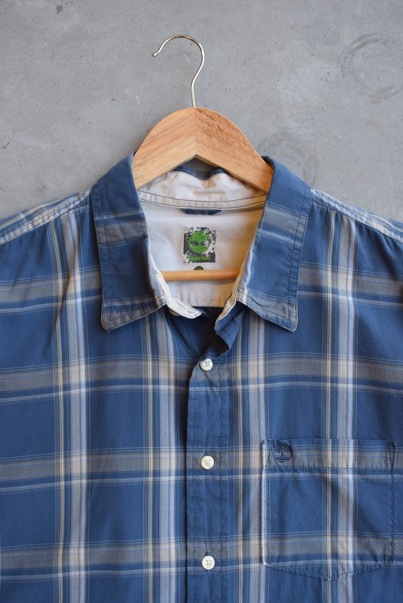 Timberland Blue Cropped Button Up — 2000s (XXL) - Retrospective Store