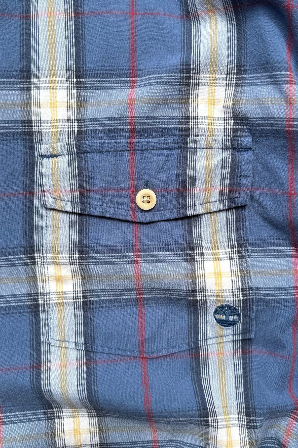 Timberland Blue Cropped Long Sleeve Button Up — 2000s (XL) - Retrospective Store