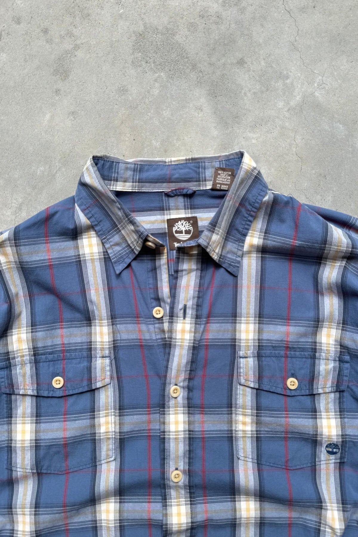 Timberland Blue Cropped Long Sleeve Button Up — 2000s (XL) - Retrospective Store
