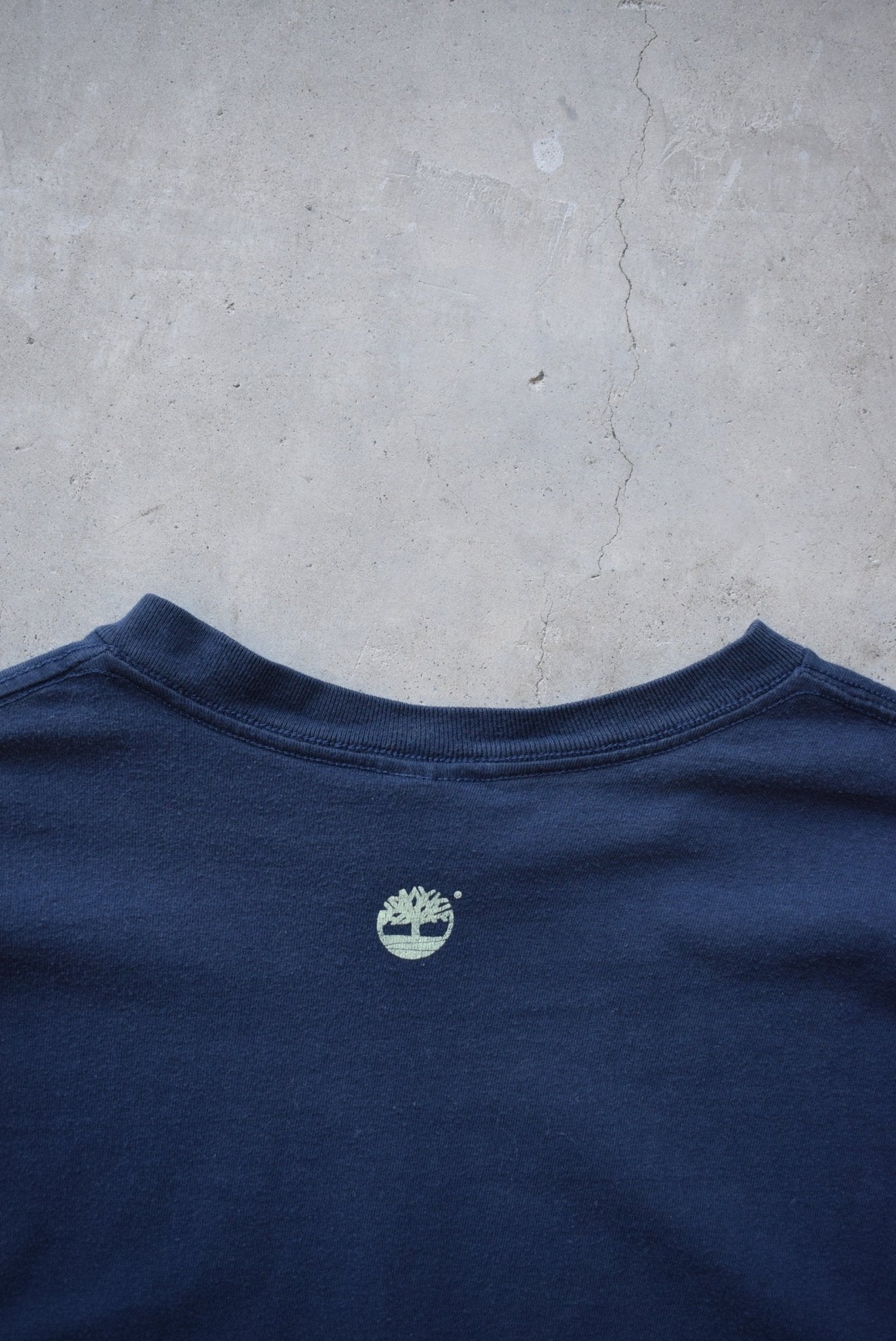 Timberland Navy Spellout Long Sleeve Tee — 1990s (S) - Retrospective Store