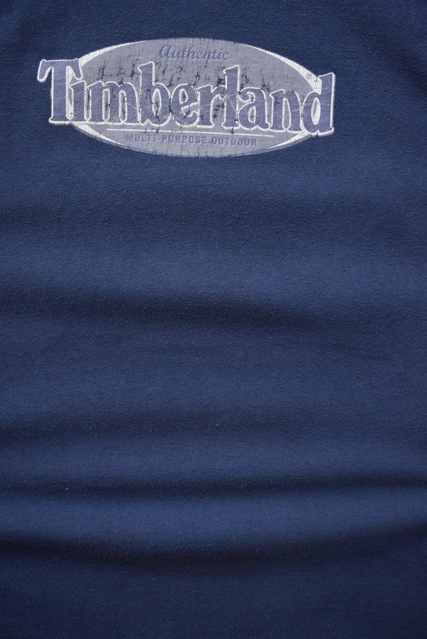 Timberland Navy Spellout Long Sleeve Tee — 1990s (S) - Retrospective Store