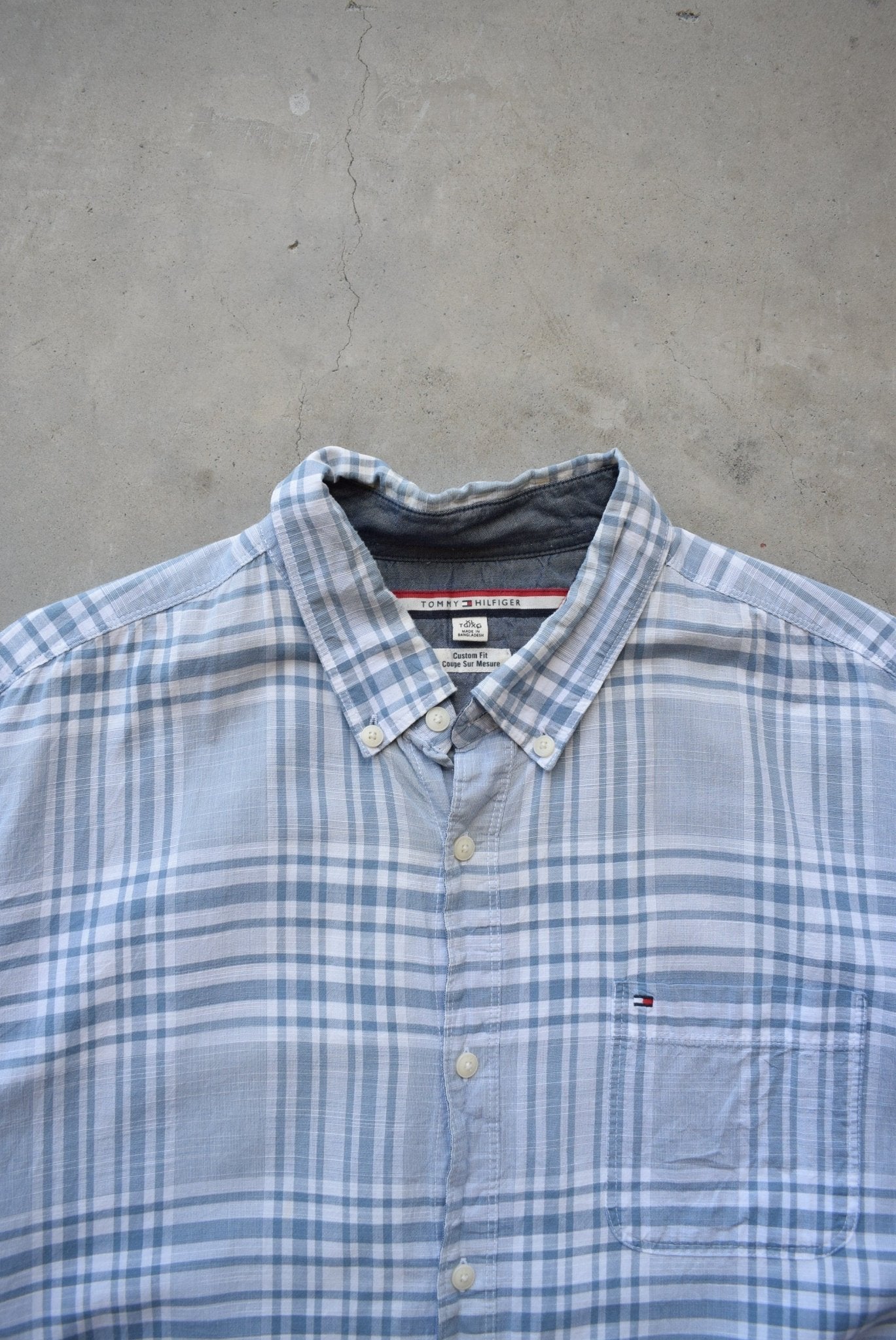 Tommy Hilfiger Blue Cropped Button Up — 2000s (L) - Retrospective Store
