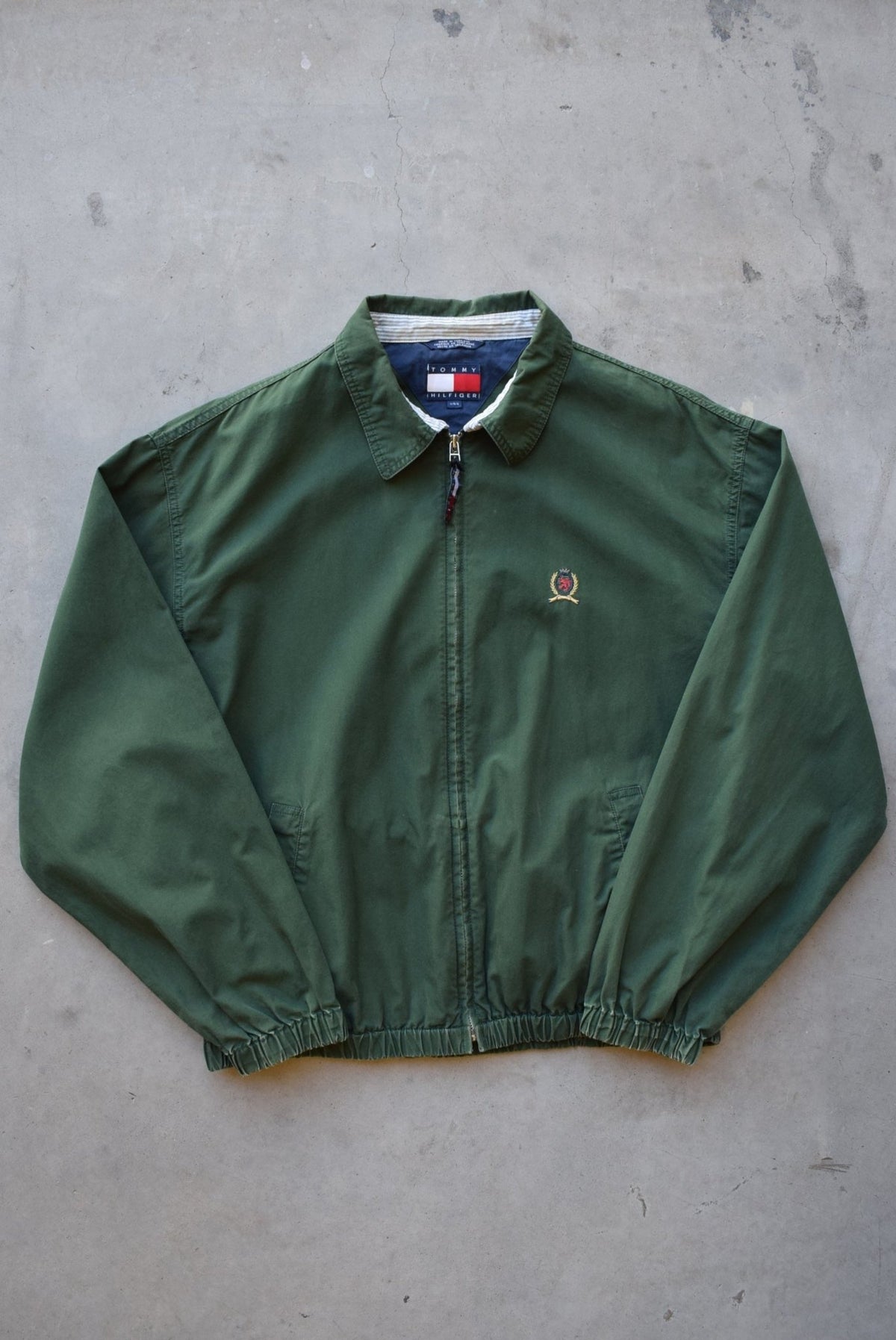 Tommy Hilfiger Green Embroidered Logo Harrington Jacket — 1990s (L) - Retrospective Store