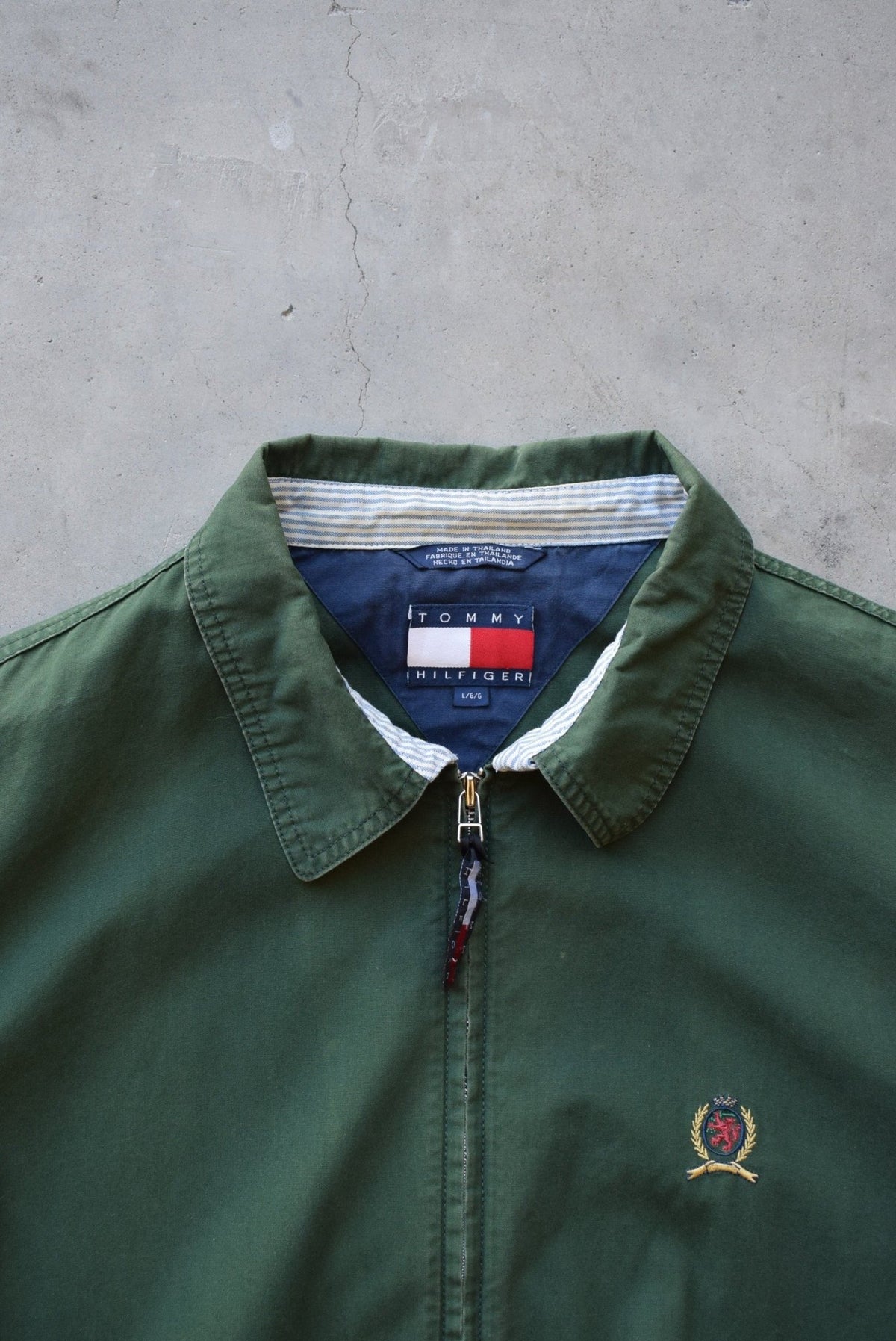 Tommy Hilfiger Green Embroidered Logo Harrington Jacket — 1990s (L) - Retrospective Store