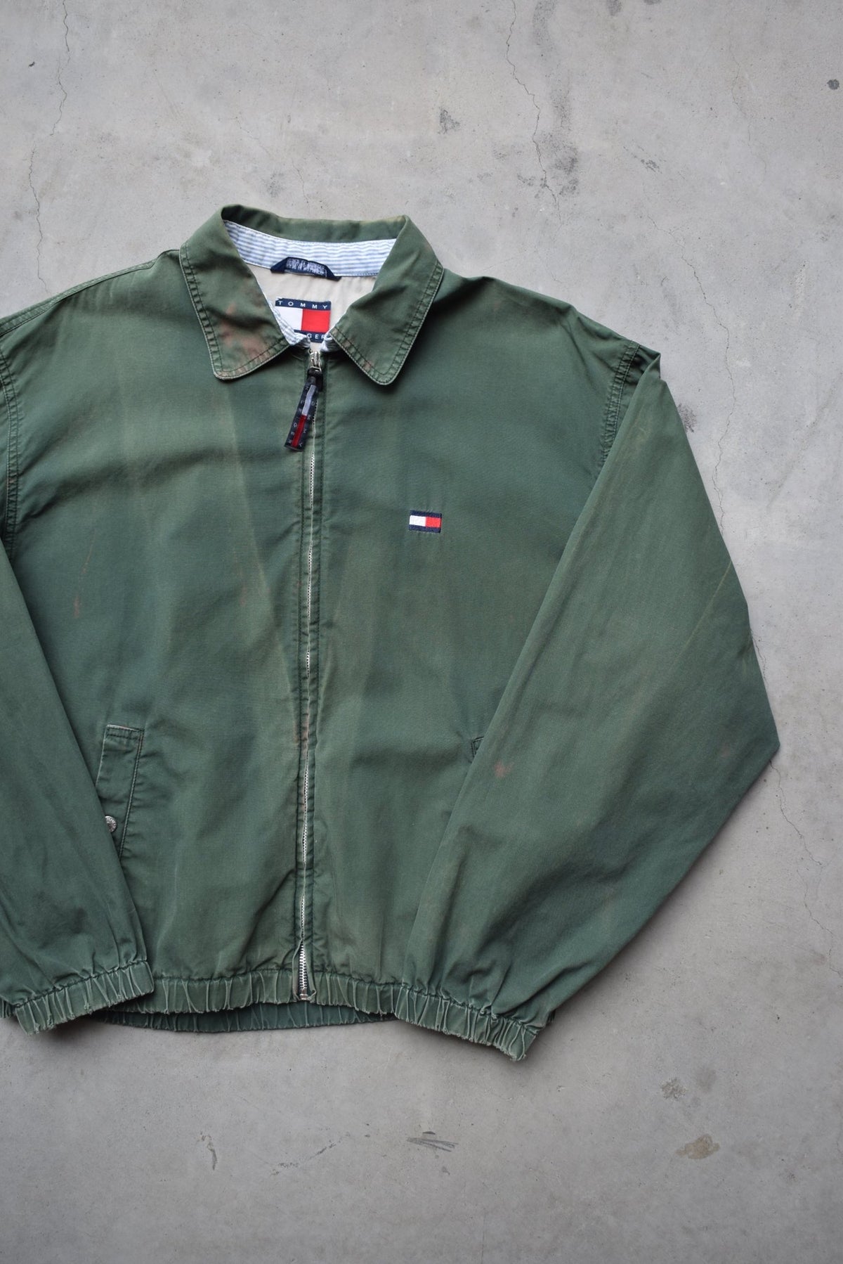 Tommy Hilfiger Green Embroidered Logo Harrington Jacket — 1990s (M) - Retrospective Store