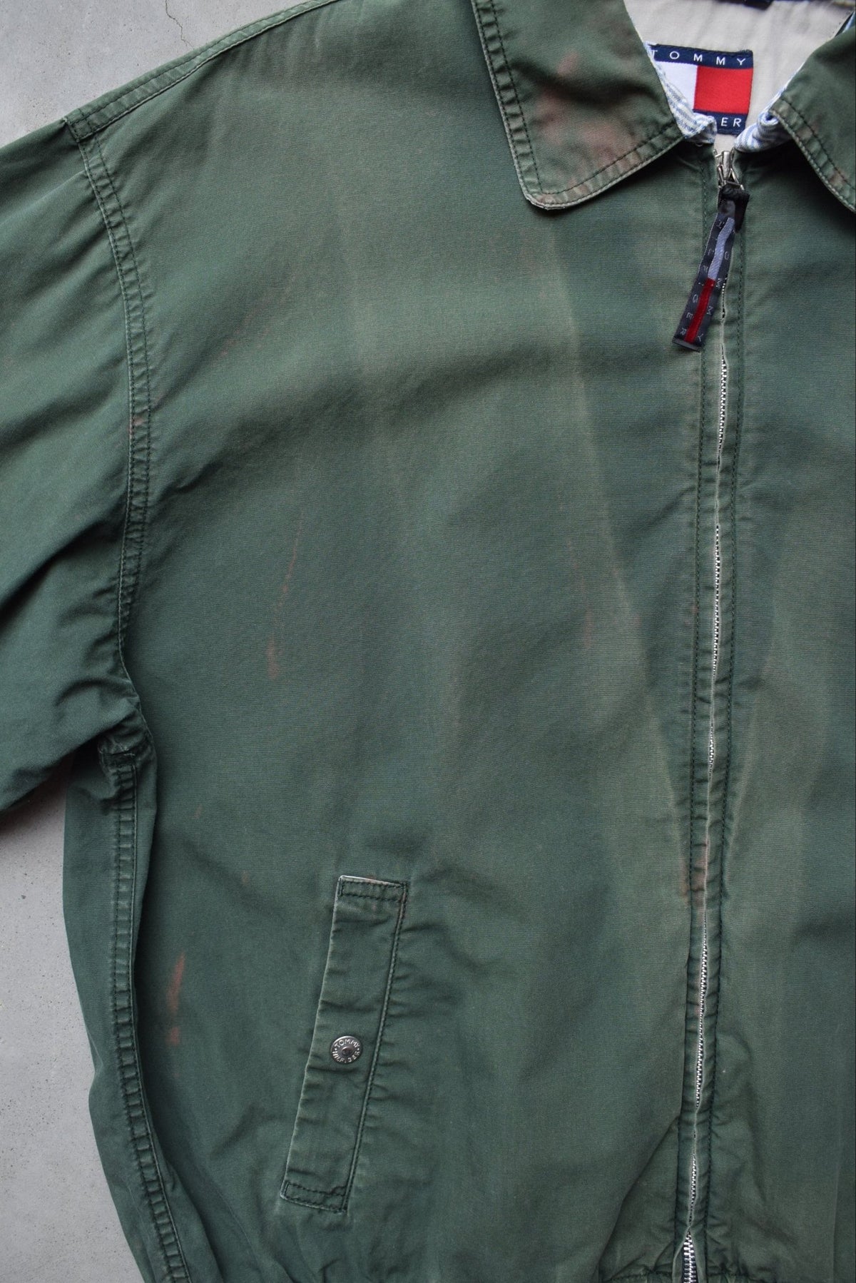 Tommy Hilfiger Green Embroidered Logo Harrington Jacket — 1990s (M) - Retrospective Store