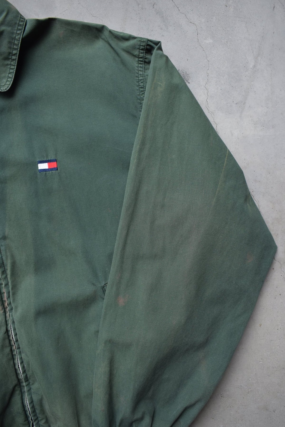 Tommy Hilfiger Green Embroidered Logo Harrington Jacket — 1990s (M) - Retrospective Store