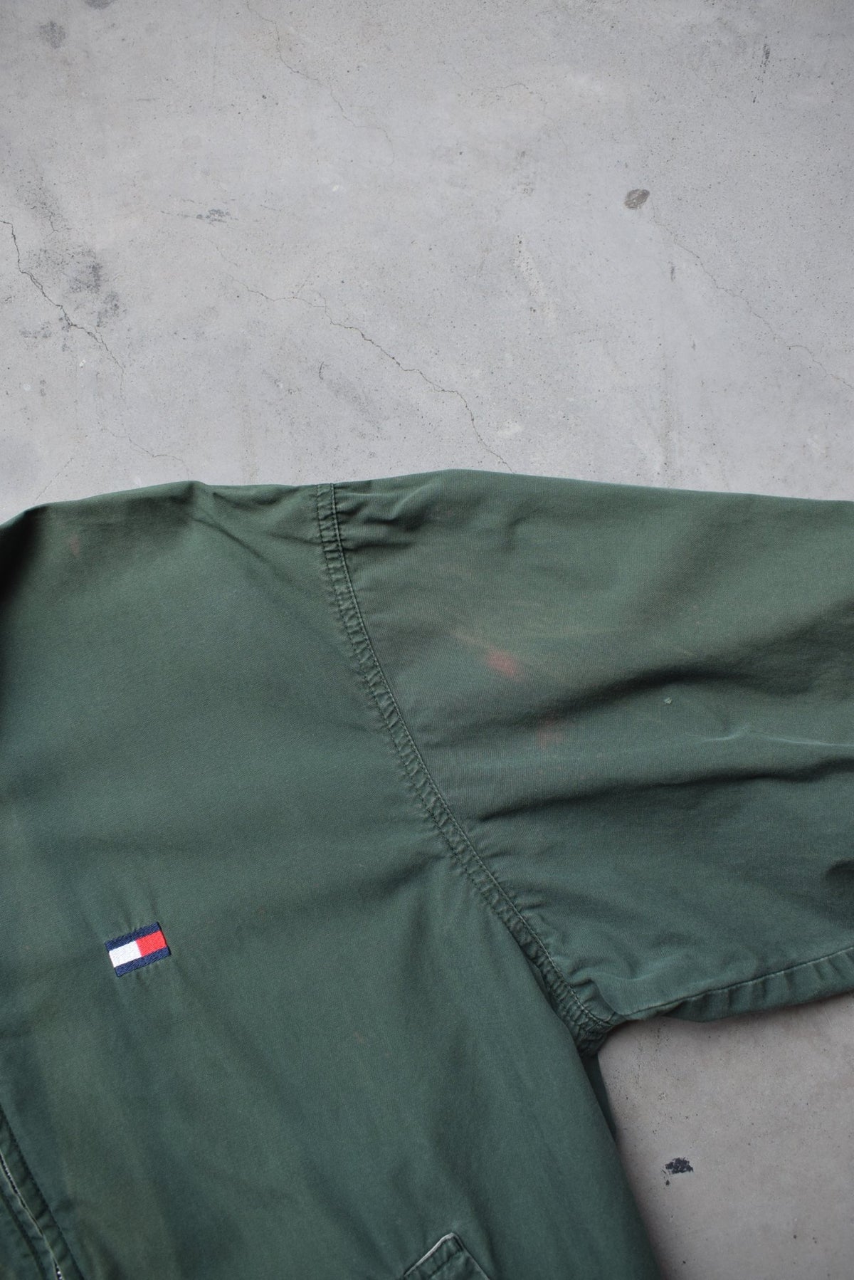 Tommy Hilfiger Green Embroidered Logo Harrington Jacket — 1990s (M) - Retrospective Store