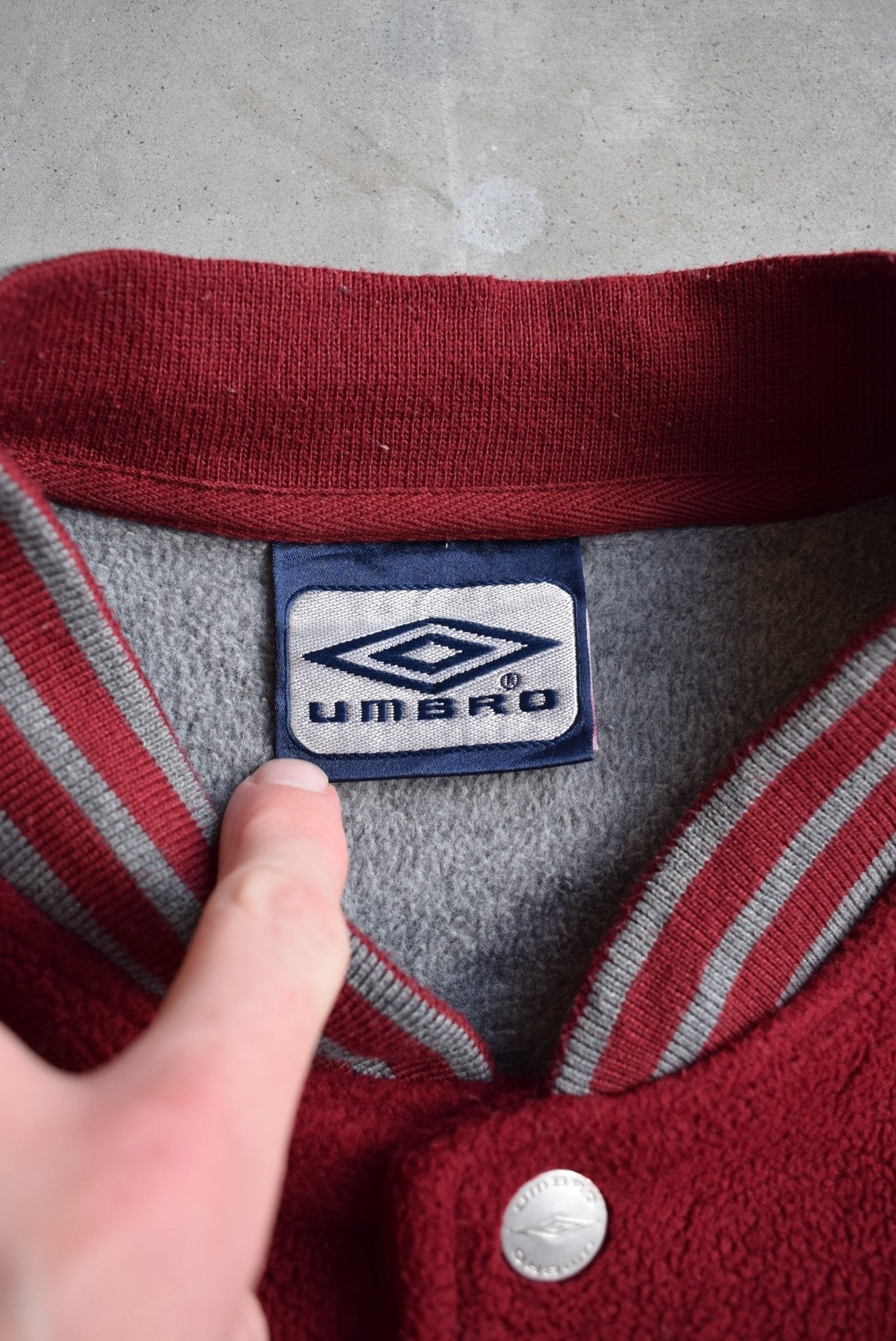 Umbro Burgandy Embroidered Varsity Jacket — 2000s (L) - Retrospective Store