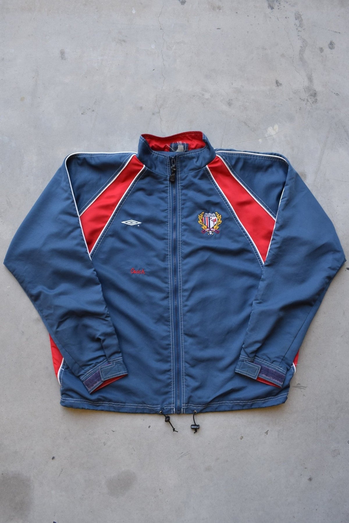 Umbro x Oakville Soccer Club Blue & Red Embroidered Jacket — 1990s (XL) - Retrospective Store