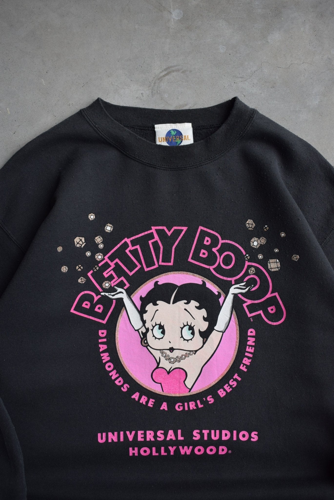 Universal Studios x Betty Boop Black Graphic Crewneck — 1998 (M) - Retrospective Store
