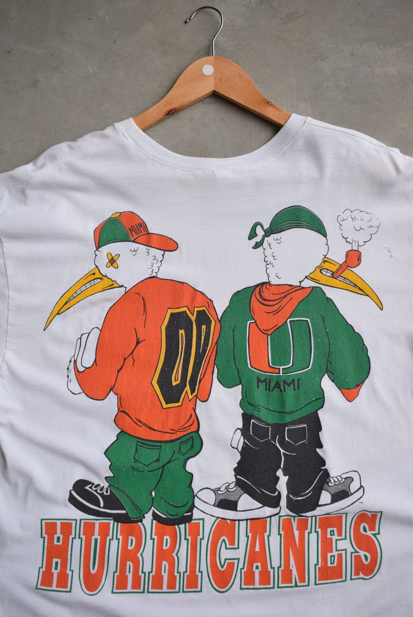 University of Miami Hurricanes White Graphic Tee — 1993 (L) - Retrospective Store