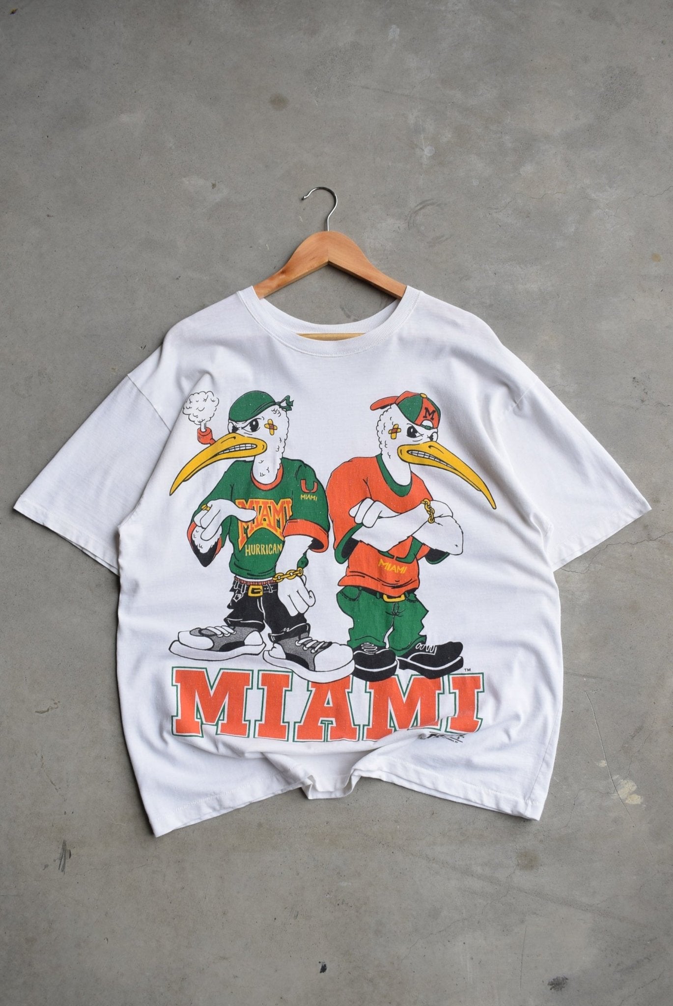 University of Miami Hurricanes White Graphic Tee — 1993 (L) - Retrospective Store