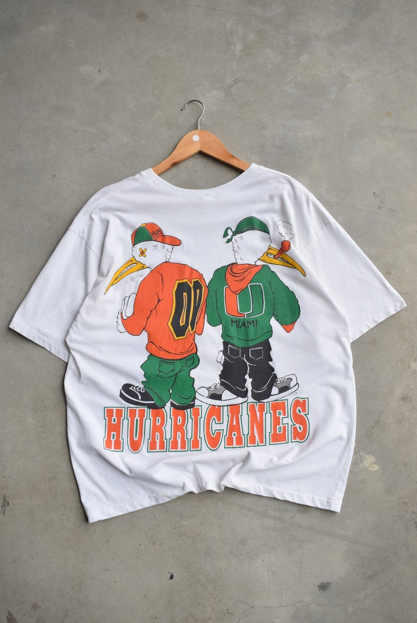 University of Miami Hurricanes White Graphic Tee — 1993 (L) - Retrospective Store