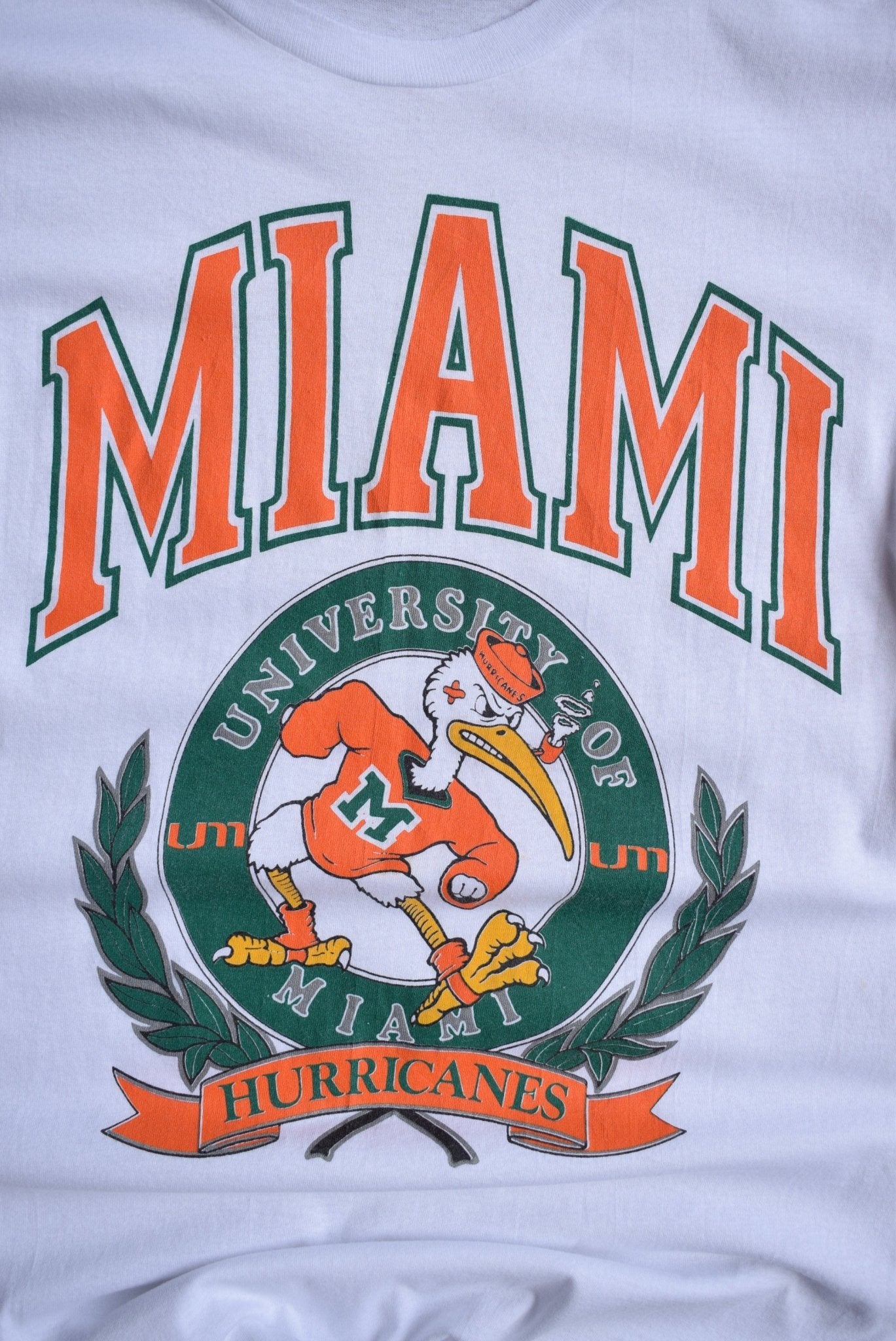 University of Miami White Graphic Tee — 1990s (M) - Retrospective Store